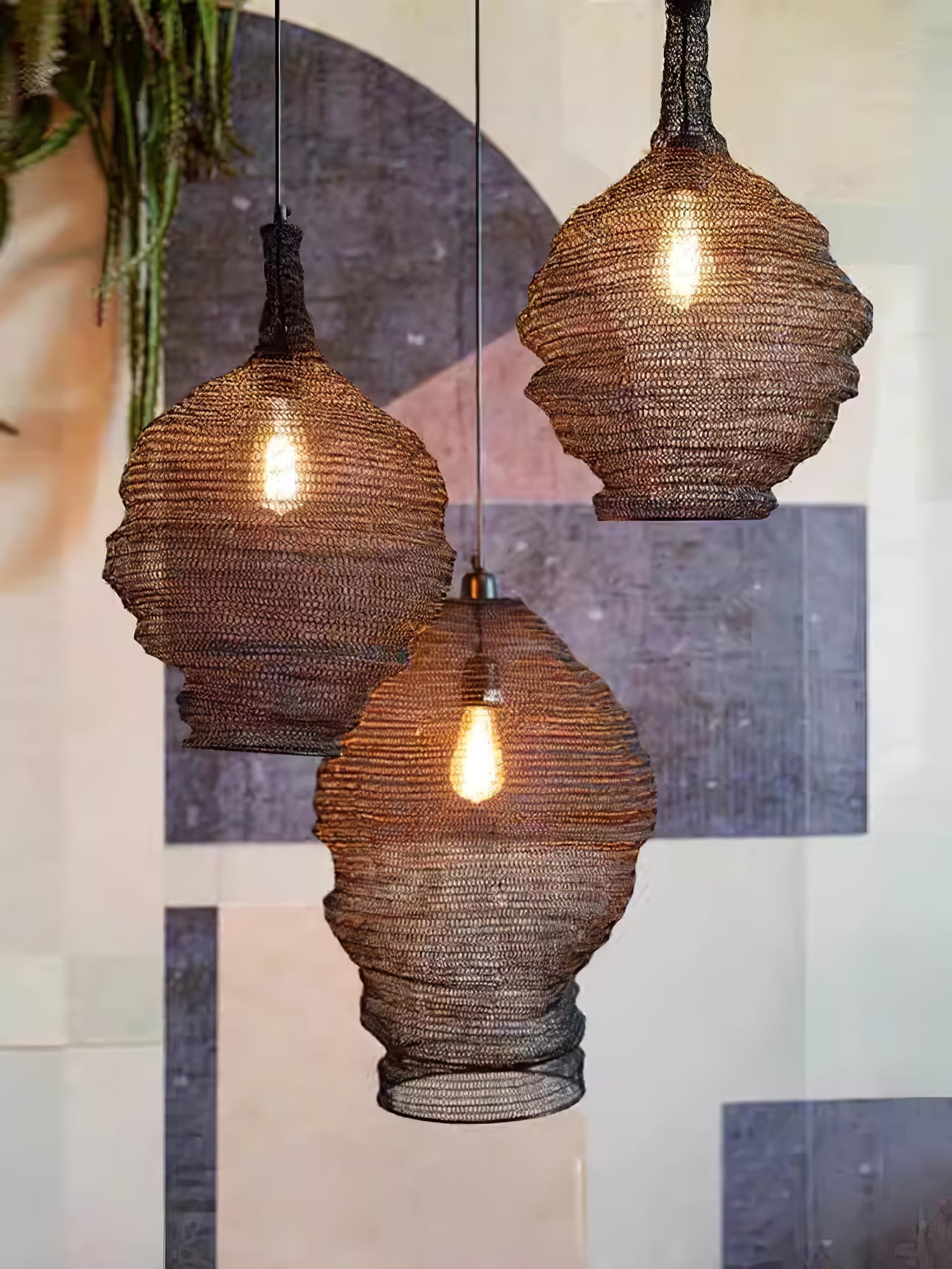 Vae Industrial Wire Pendant Lamps-Neutral Decor