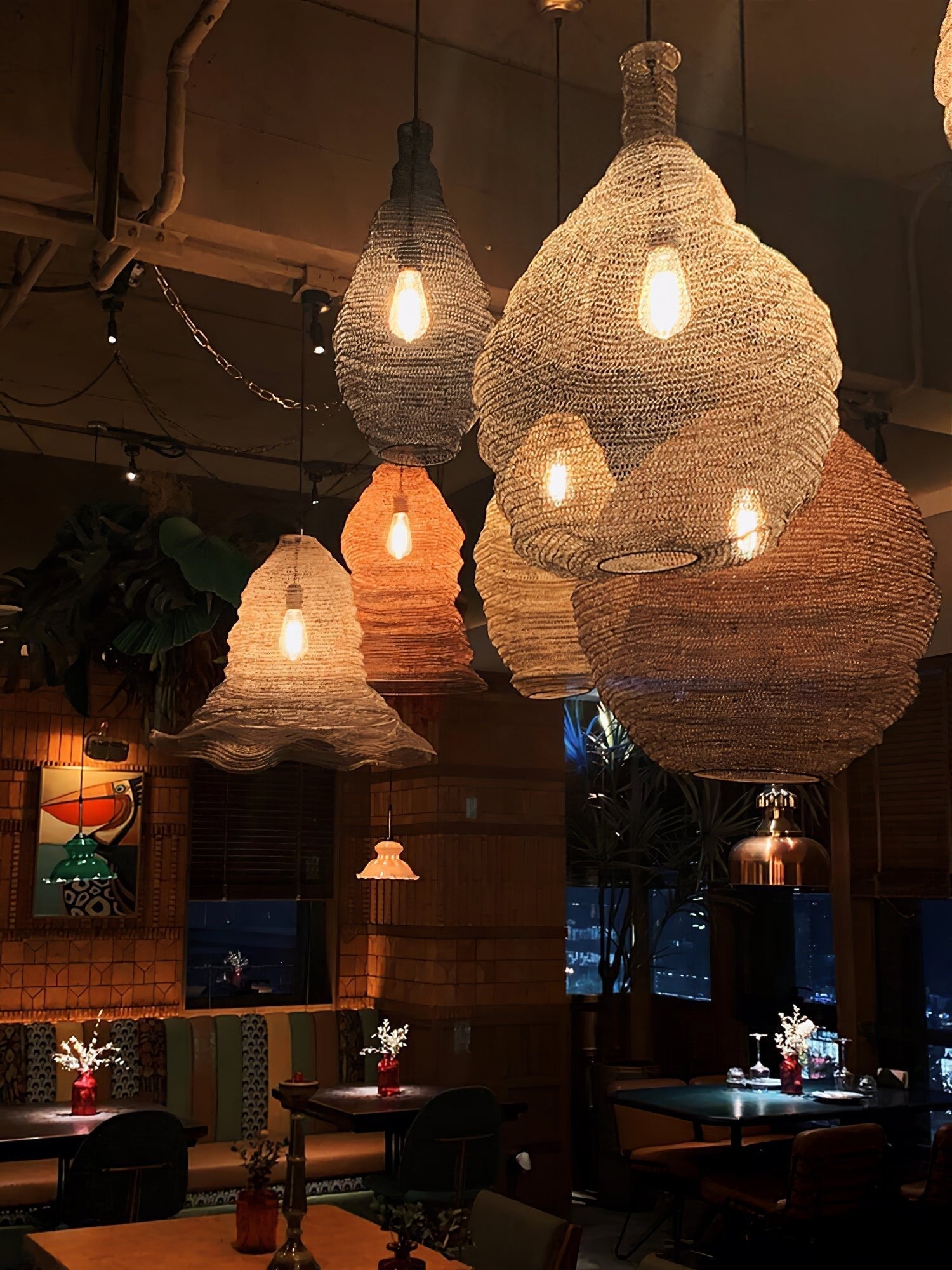 Vae Industrial Wire Pendant Lamps-Neutral Decor