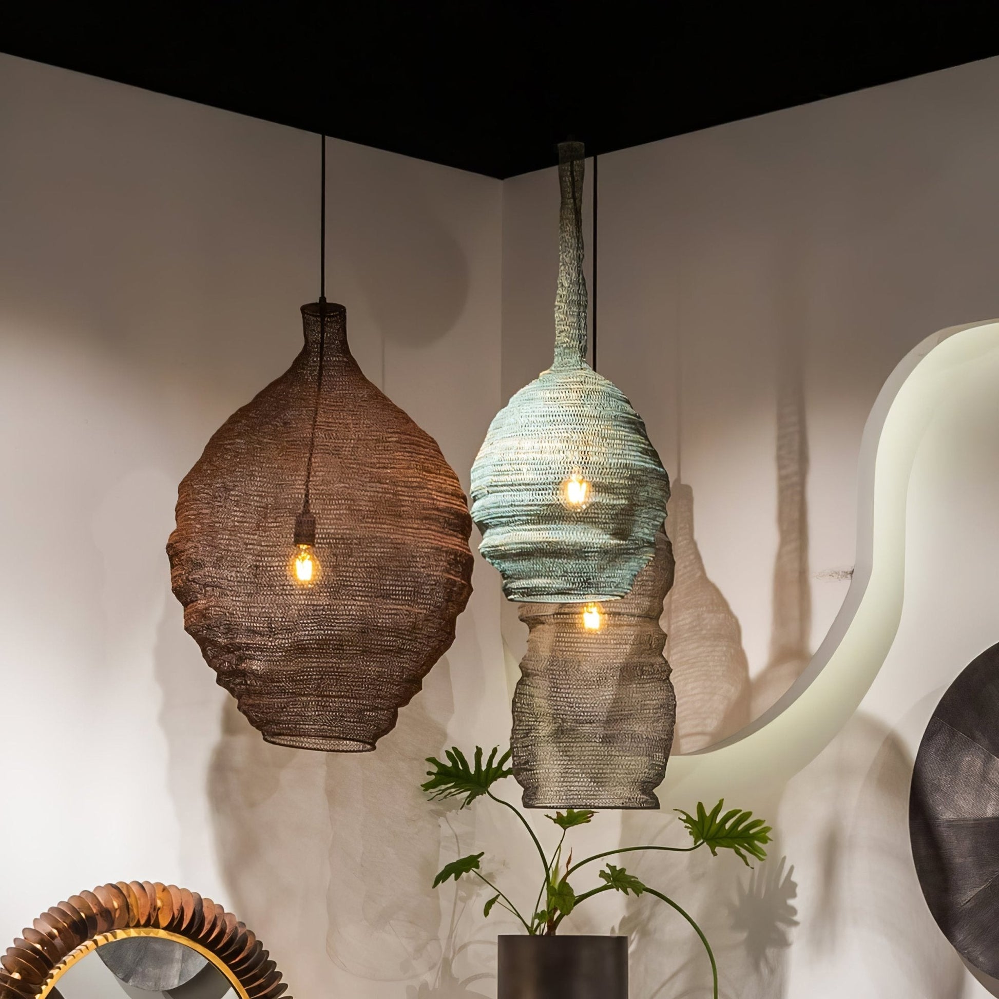 Vae Industrial Wire Pendant Lamps-Neutral Decor