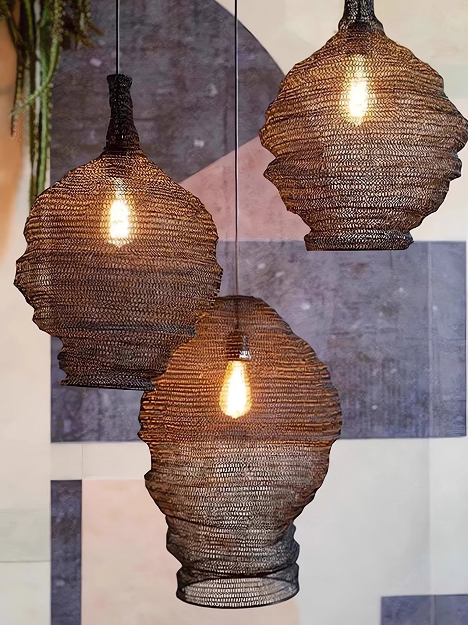 Vae Industrial Wire Pendant Lamps-Neutral Decor