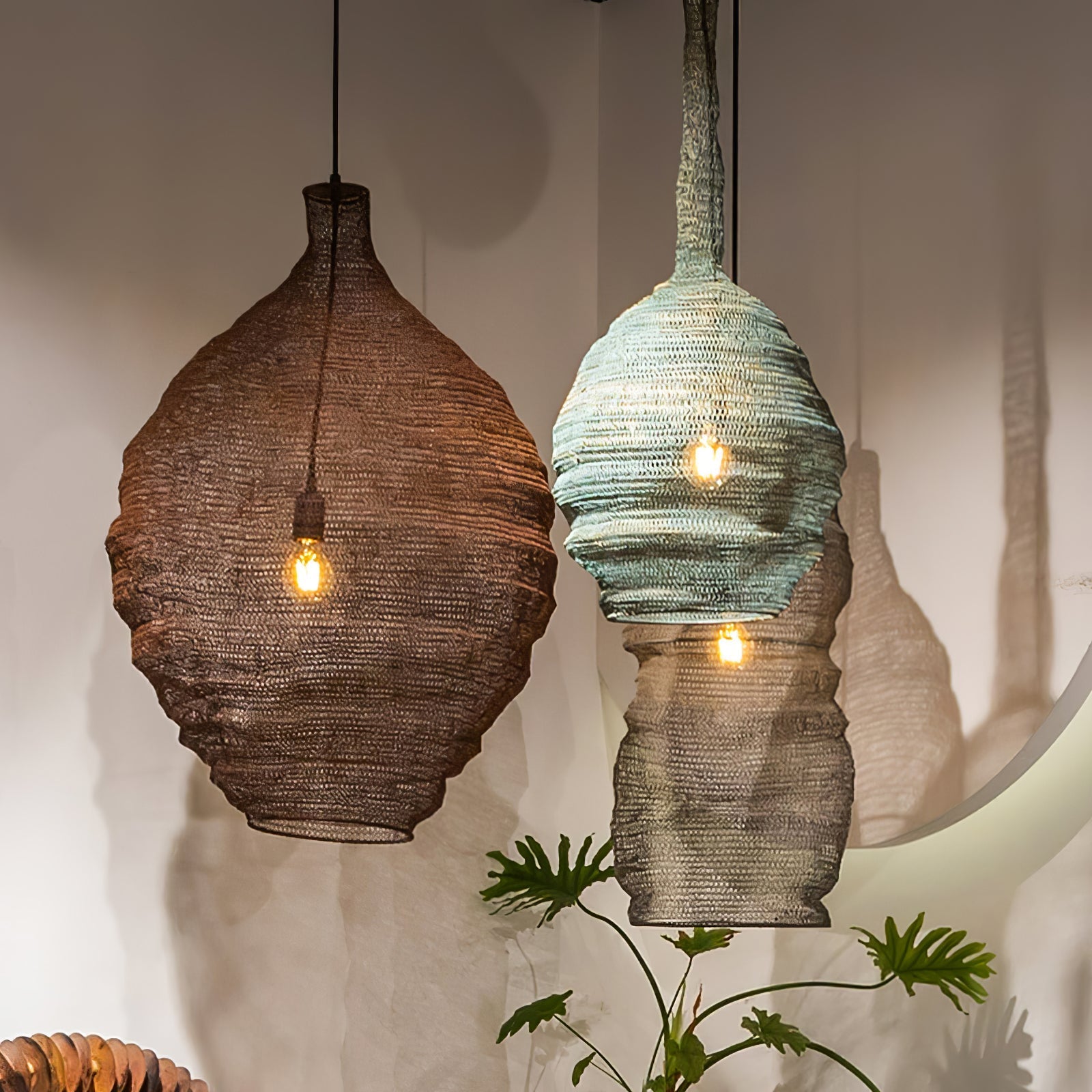 Vae Industrial Wire Pendant Lamps-Neutral Decor