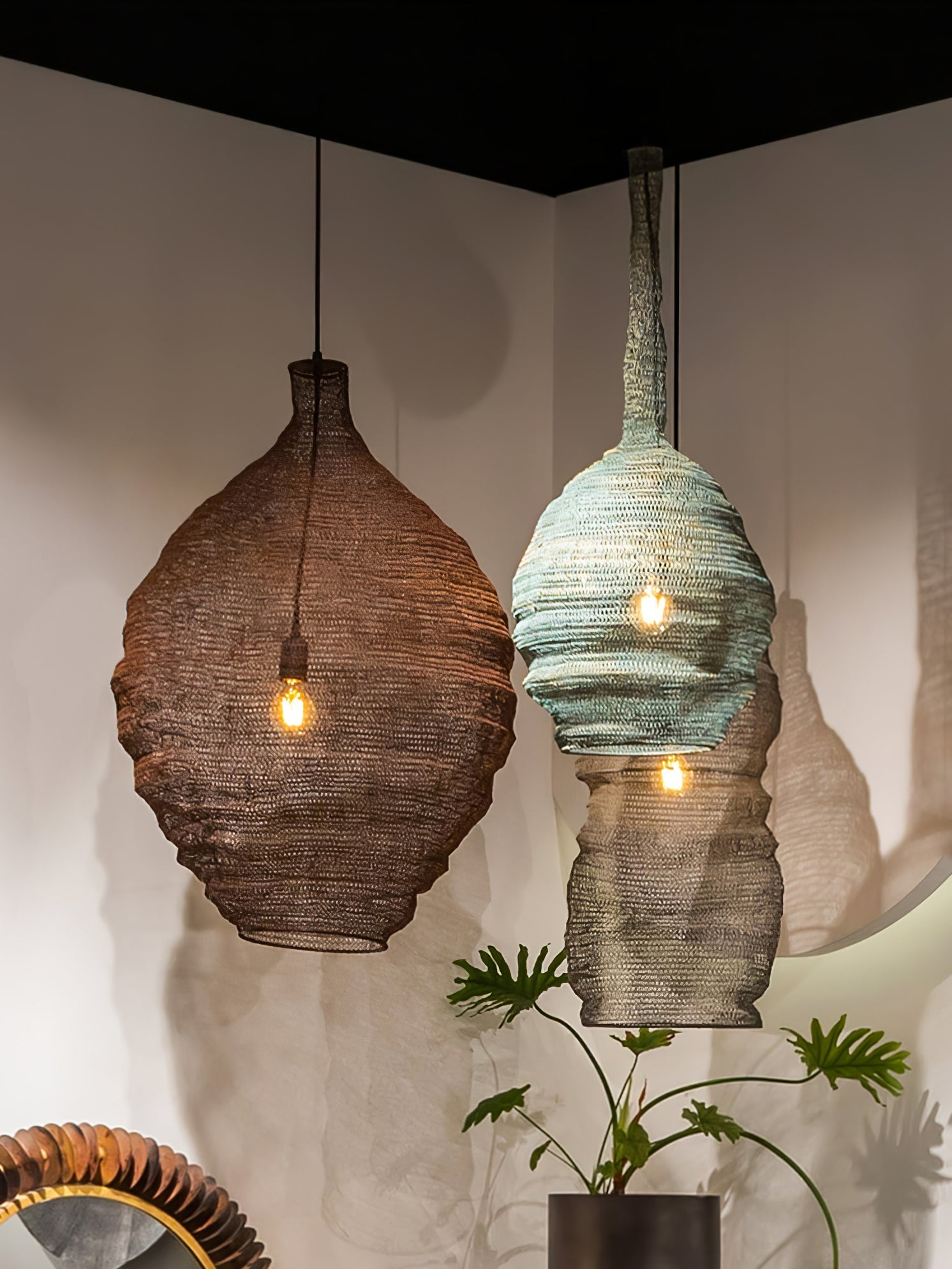 Vae Industrial Wire Pendant Lamps-Neutral Decor