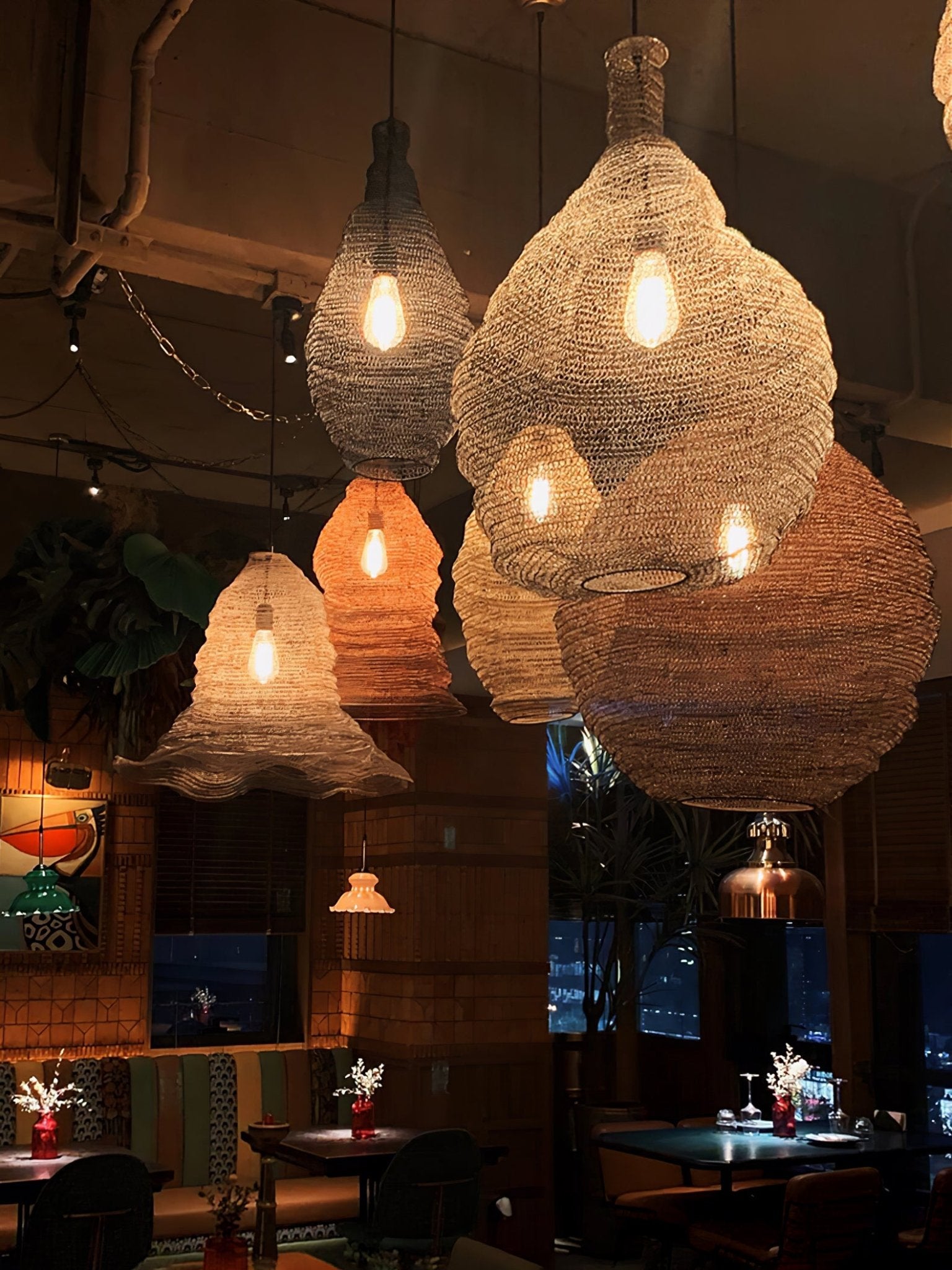 Vae Industrial Wire Pendant Lamps-Neutral Decor