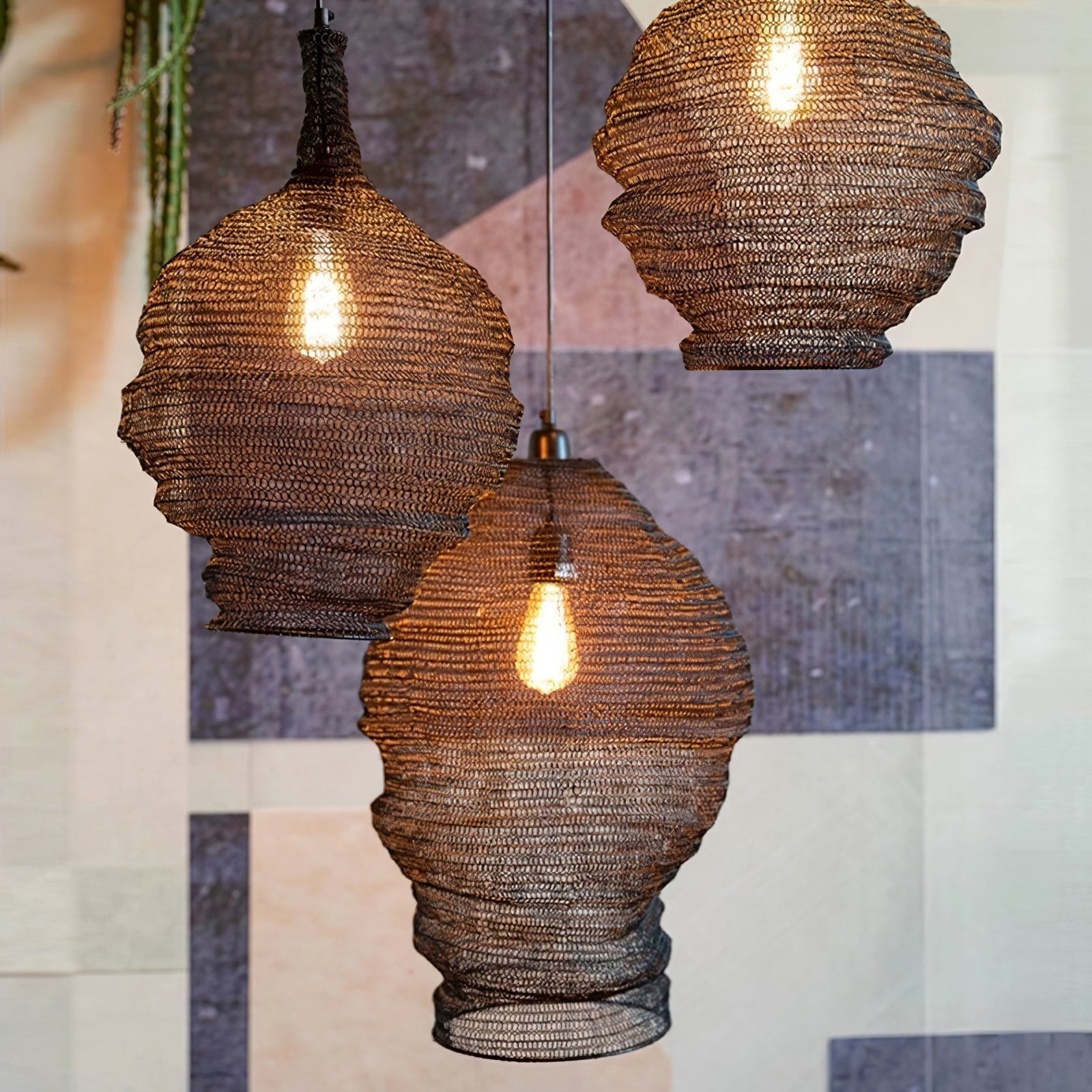 Vae Industrial Wire Pendant Lamps-Neutral Decor