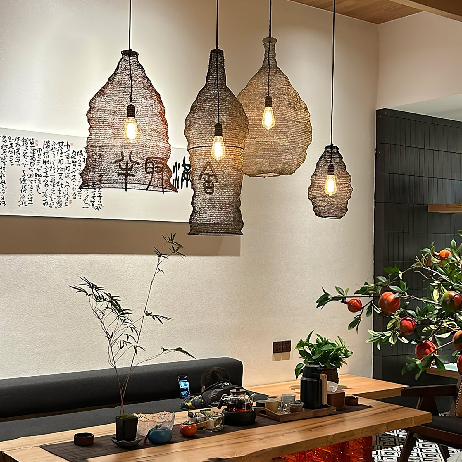 Vae Industrial Wire Pendant Lamps-Neutral Decor