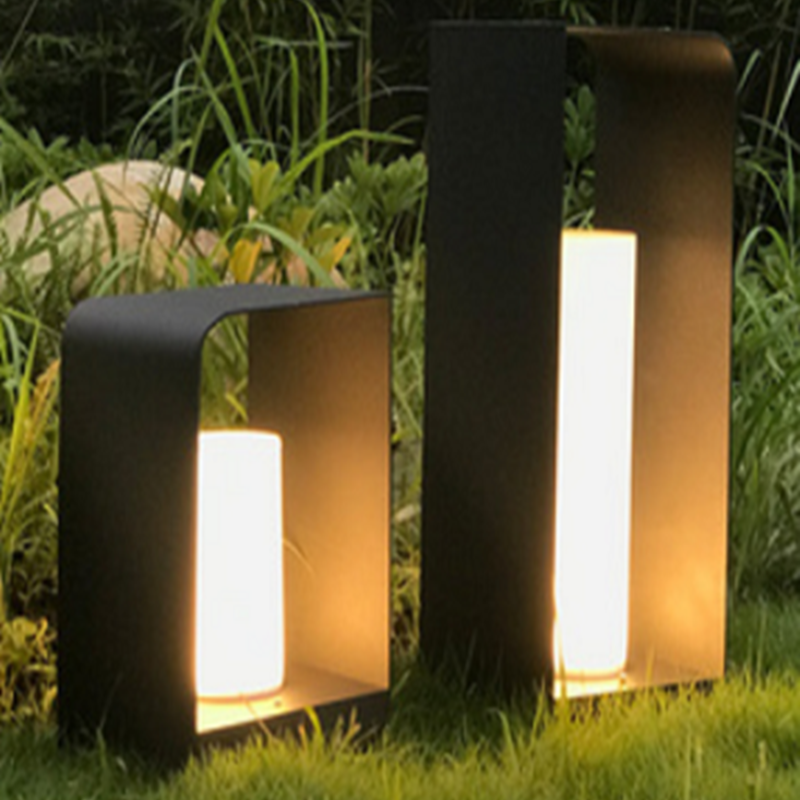 Ray Minimalist Cuboid Candle Solar Outdoor Floor Lamp Black - Neutral Decor