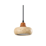 Wella Pendant Light in yellow travertine, close-up view.