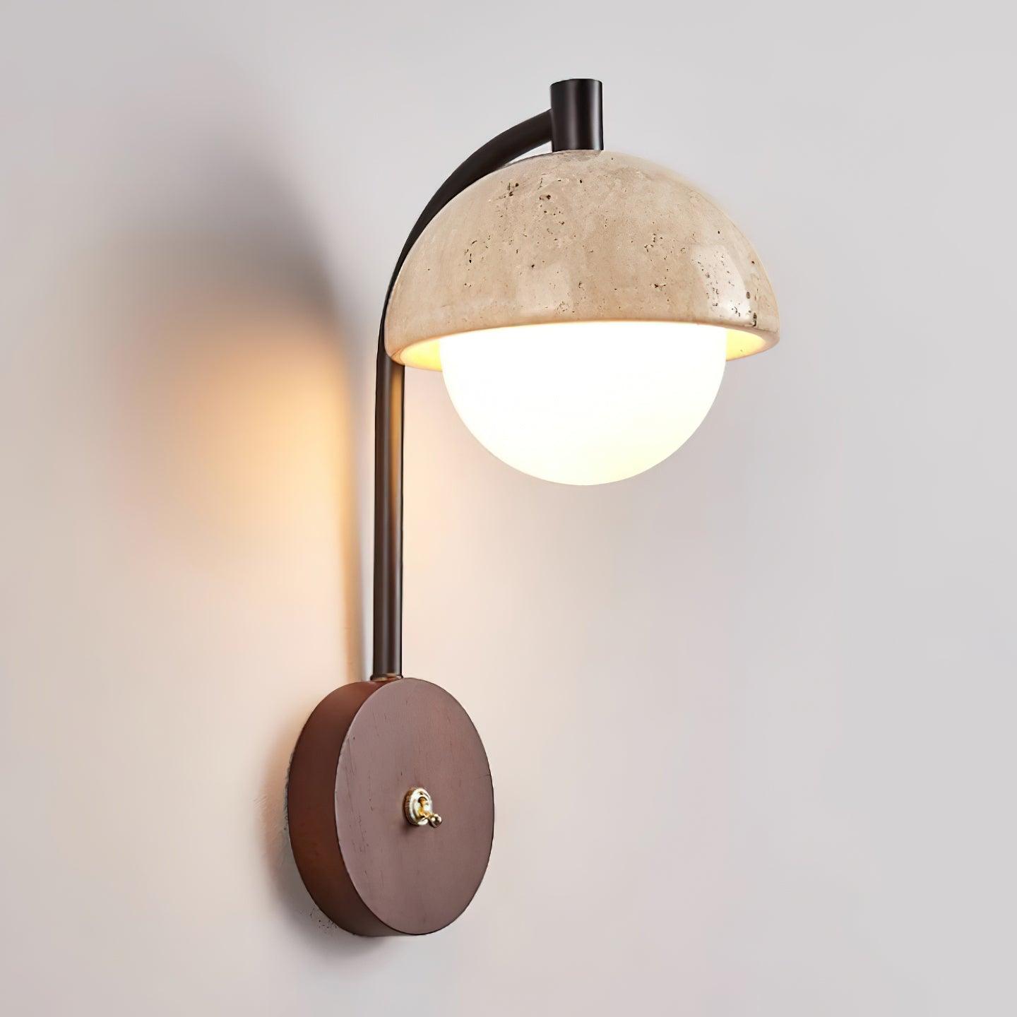 Ritta  Wall Lamp  Travertine  Wood Dome