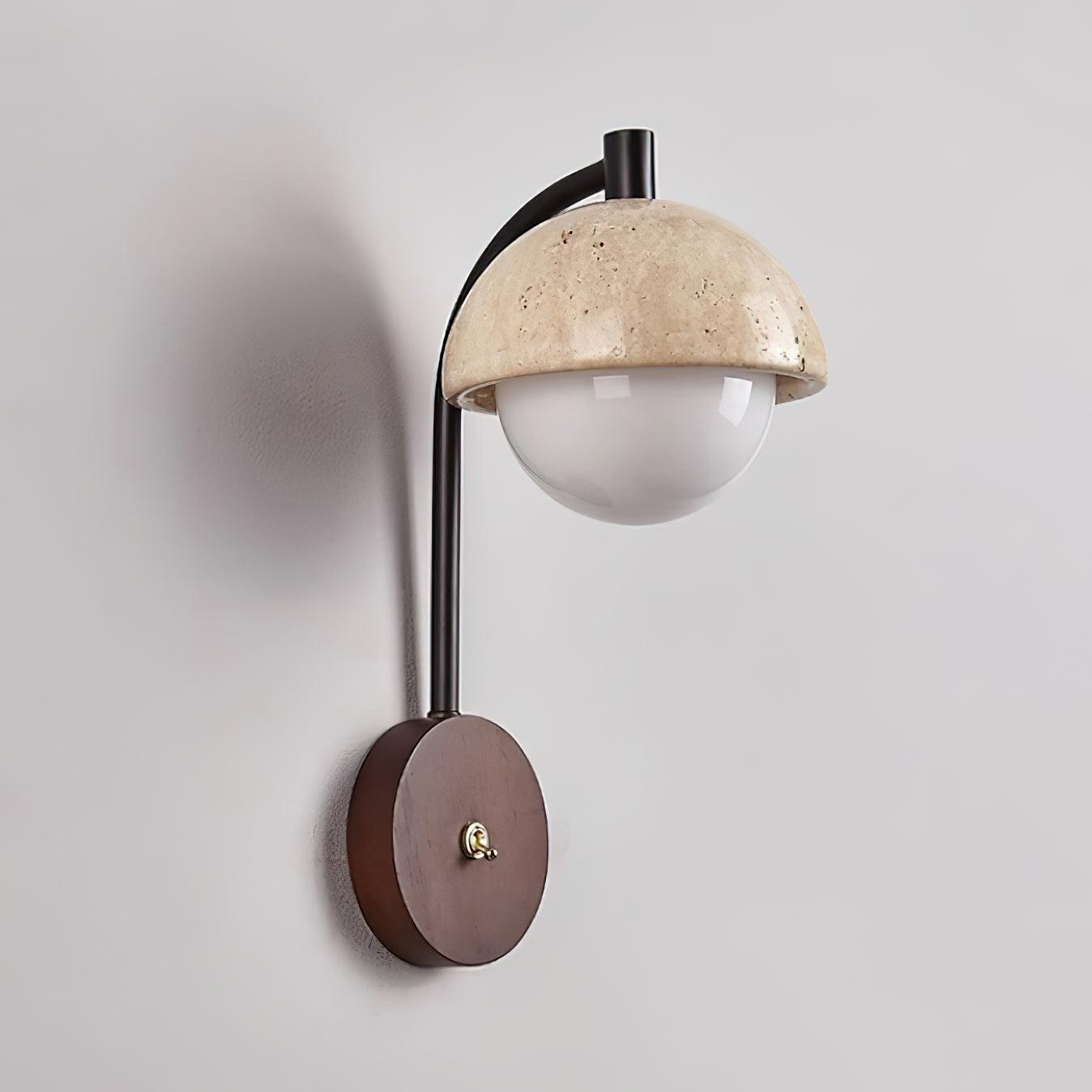 Ritta  Wall Lamp  Travertine  Wood Dome