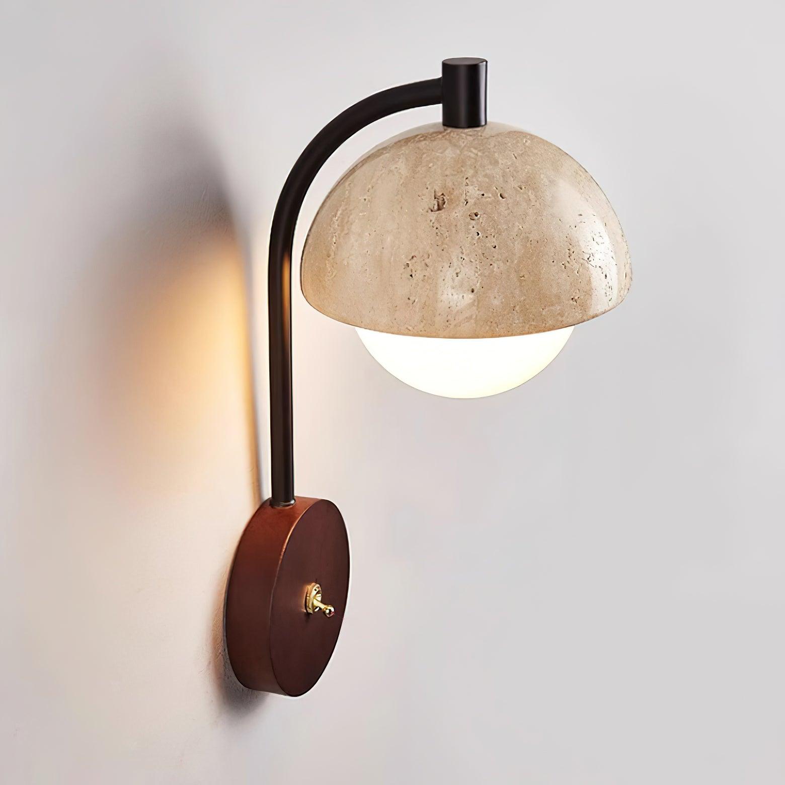 Ritta  Wall Lamp  Travertine  Wood Dome
