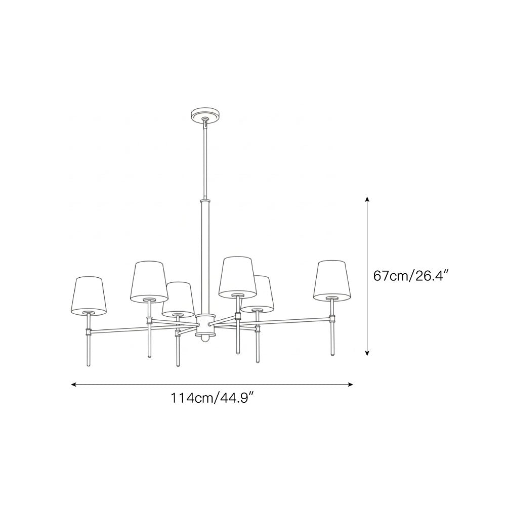 Welwyn Island Chandelier shown from a different angle, highlighting its linear form.