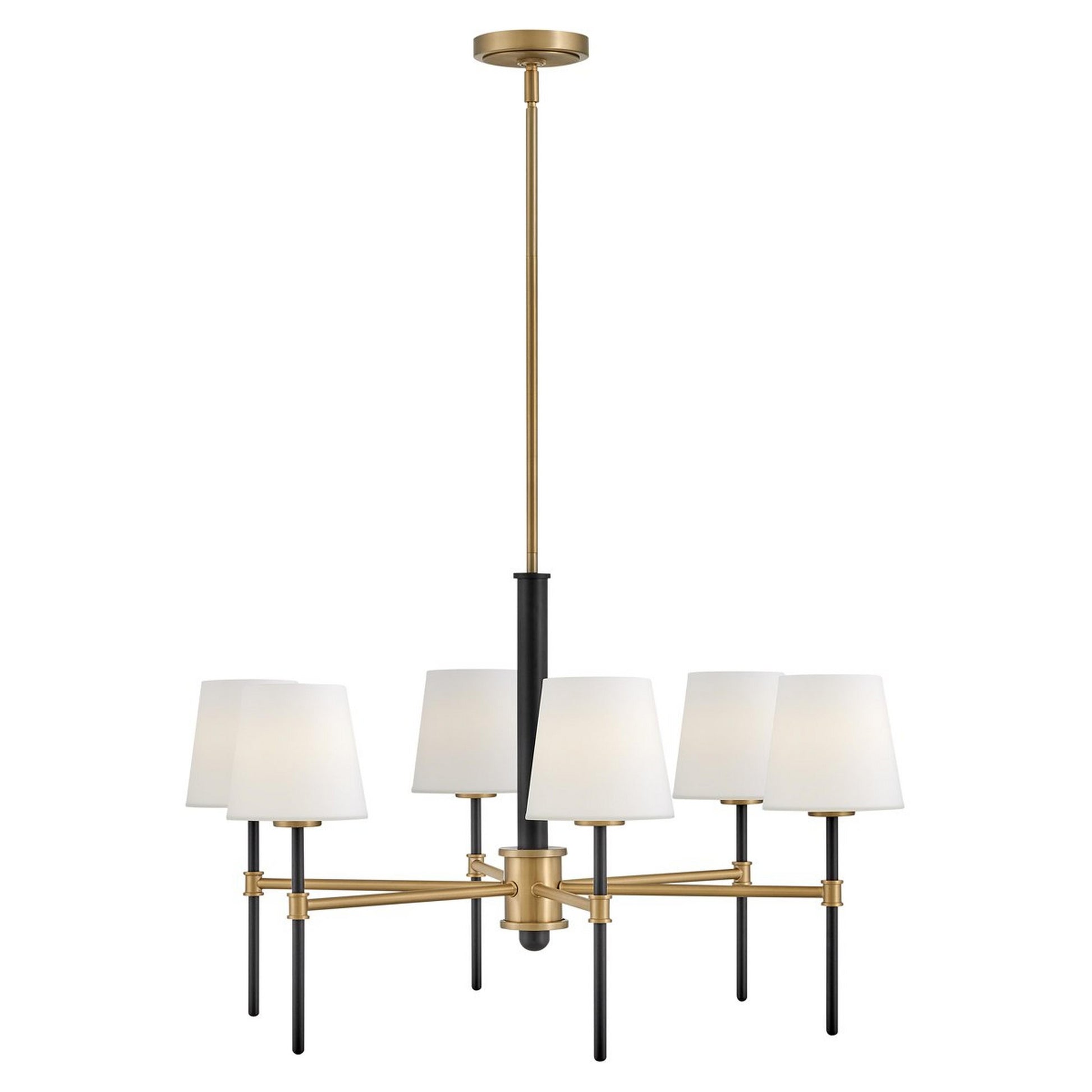 Detail shot of the dual-tone finish on the chandelier's body.