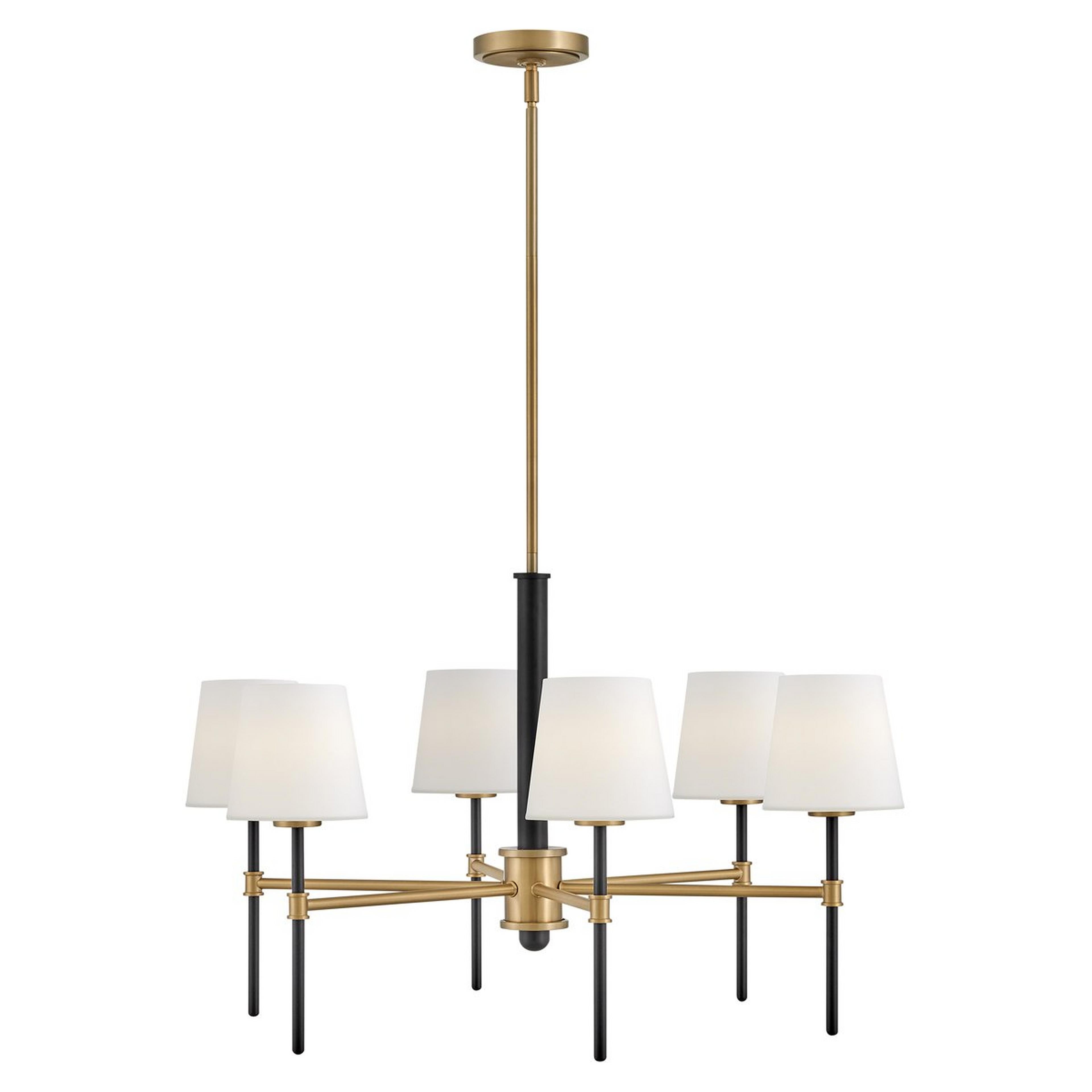 Detail shot of the dual-tone finish on the chandelier's body.