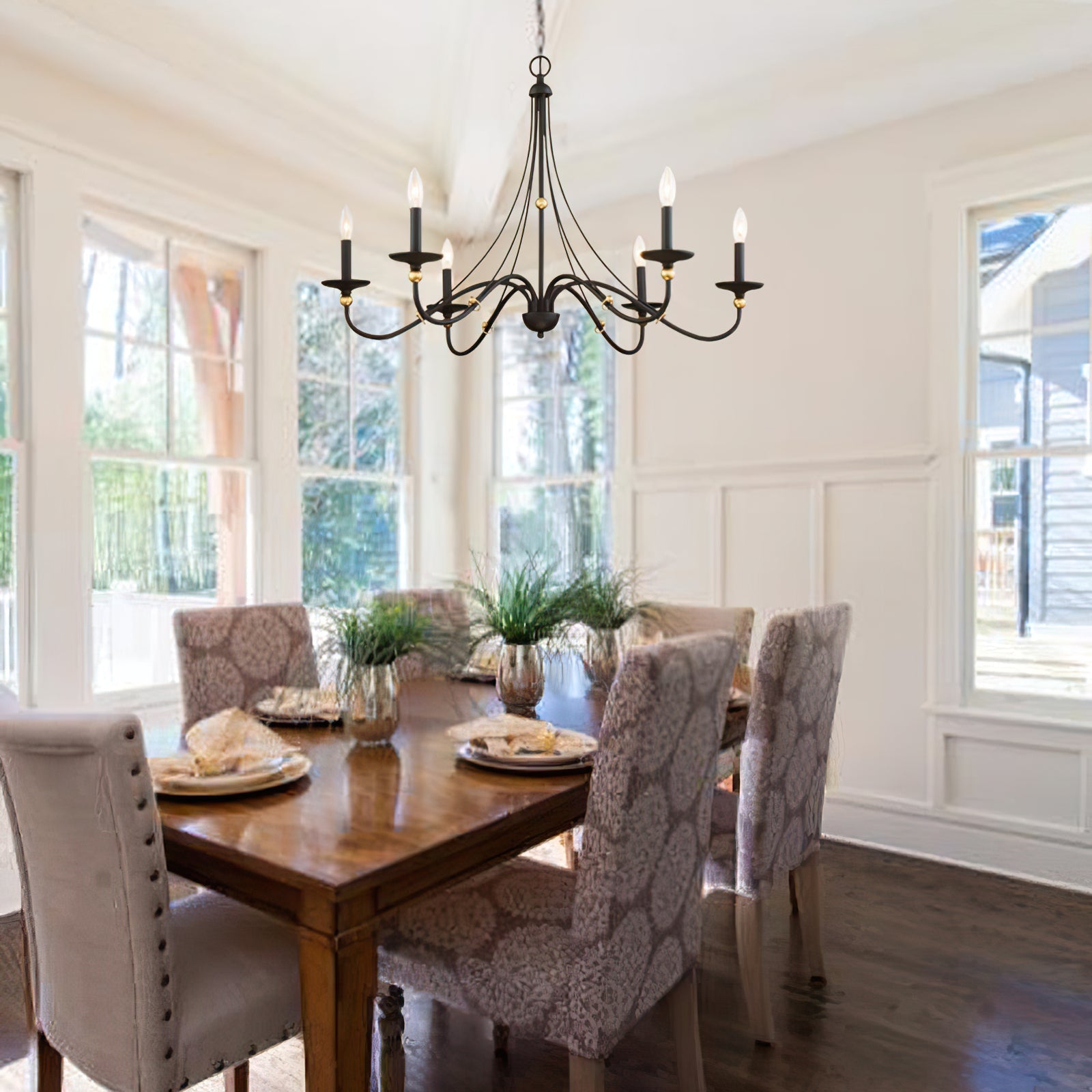 Regalia Vintage Brass Chandelier-Neutral Decor