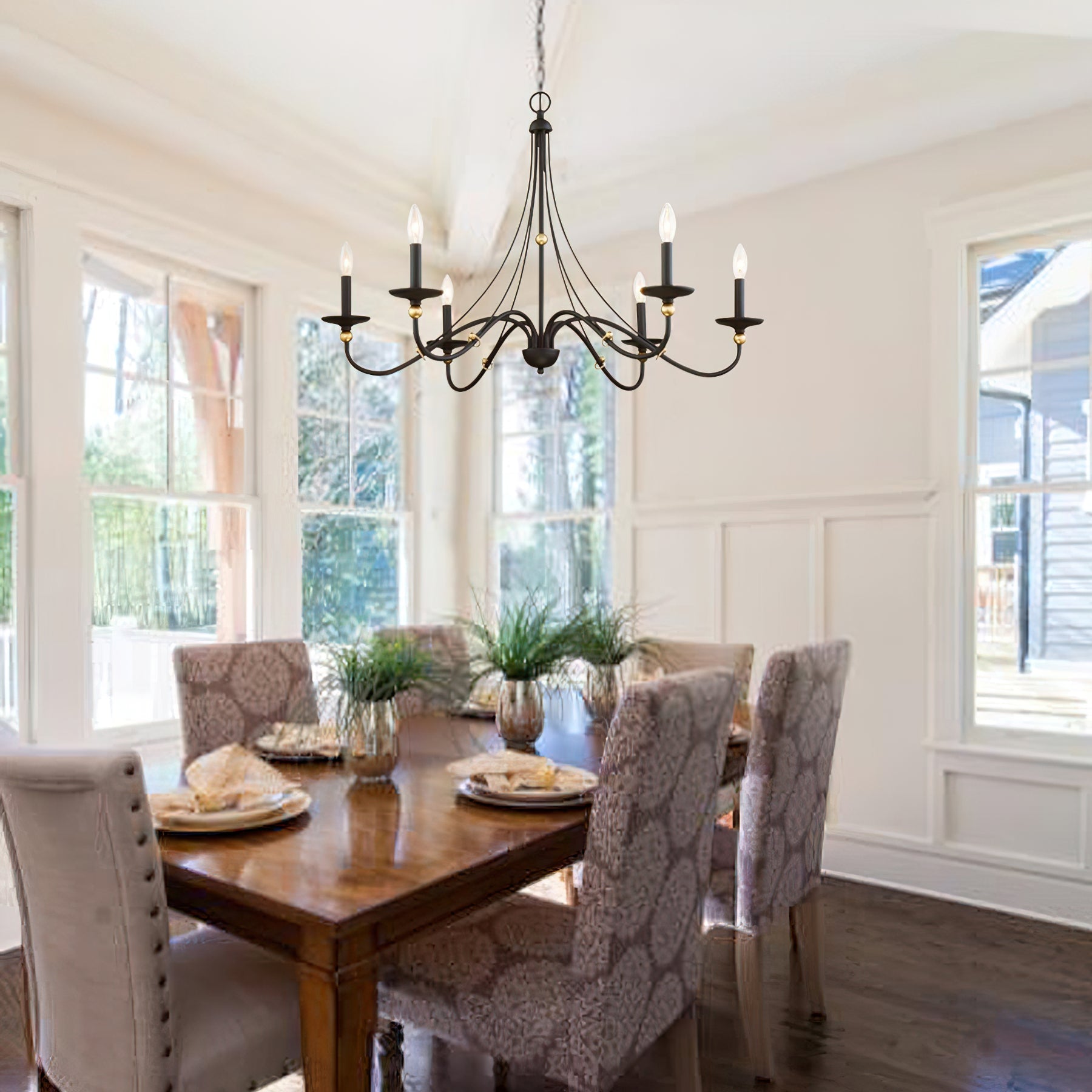 Regalia Vintage Brass Chandelier-Neutral Decor