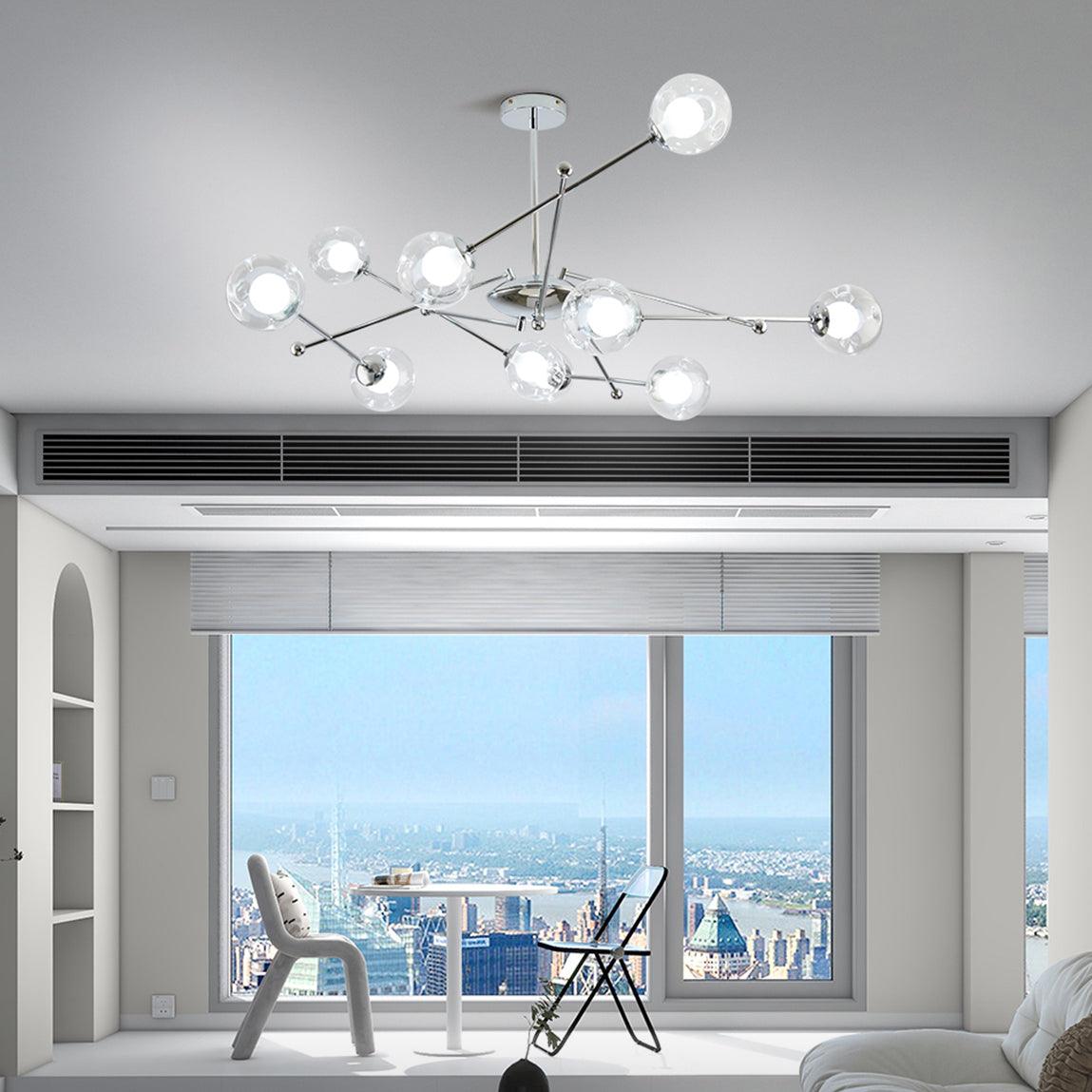 Lustra Chandelier Chrome Glass-Neutral Decor