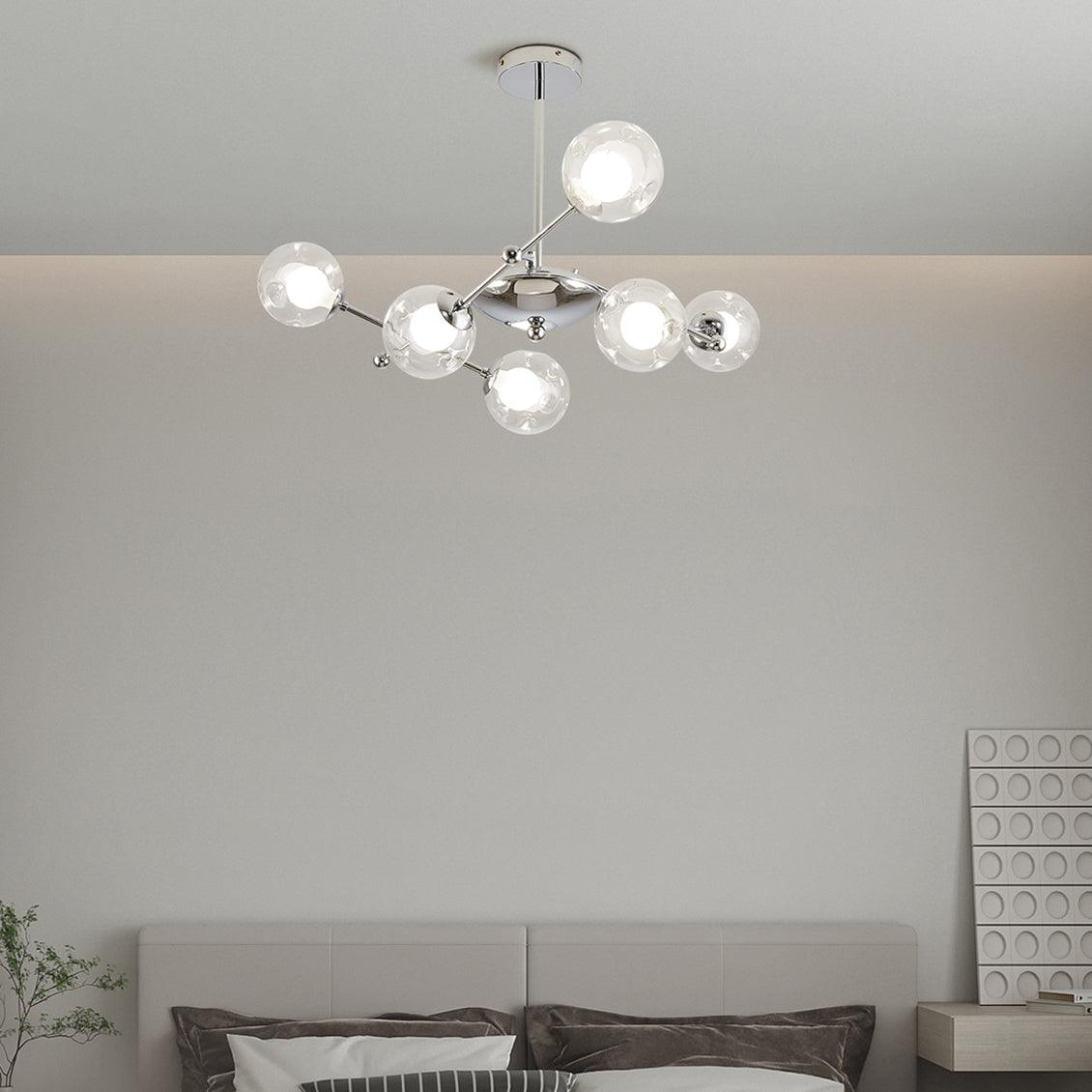 Lustra Chandelier Chrome Glass-Neutral Decor