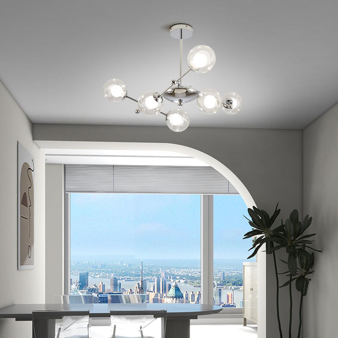 Lustra Chandelier Chrome Glass-Neutral Decor