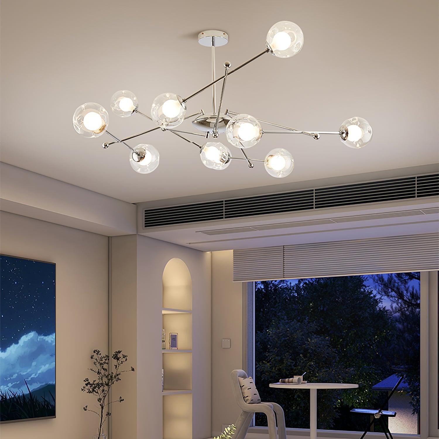 Lustra Chandelier Chrome Glass-Neutral Decor