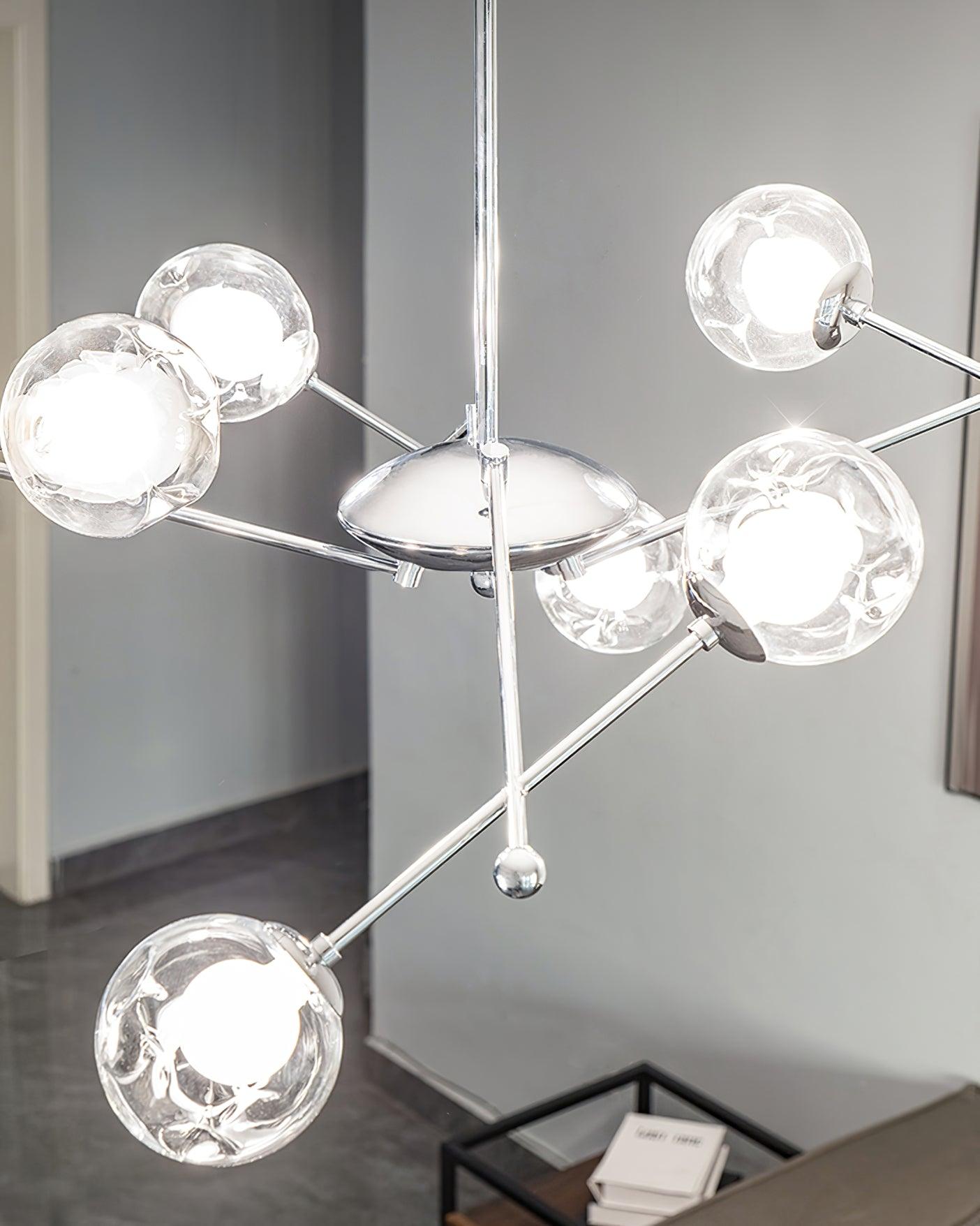 Lustra Chandelier Chrome Glass-Neutral Decor