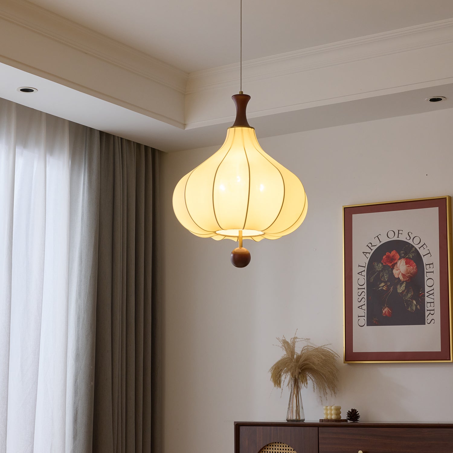 Mymira Traditional Elegance Wood Pendant Light-Neutral Decor