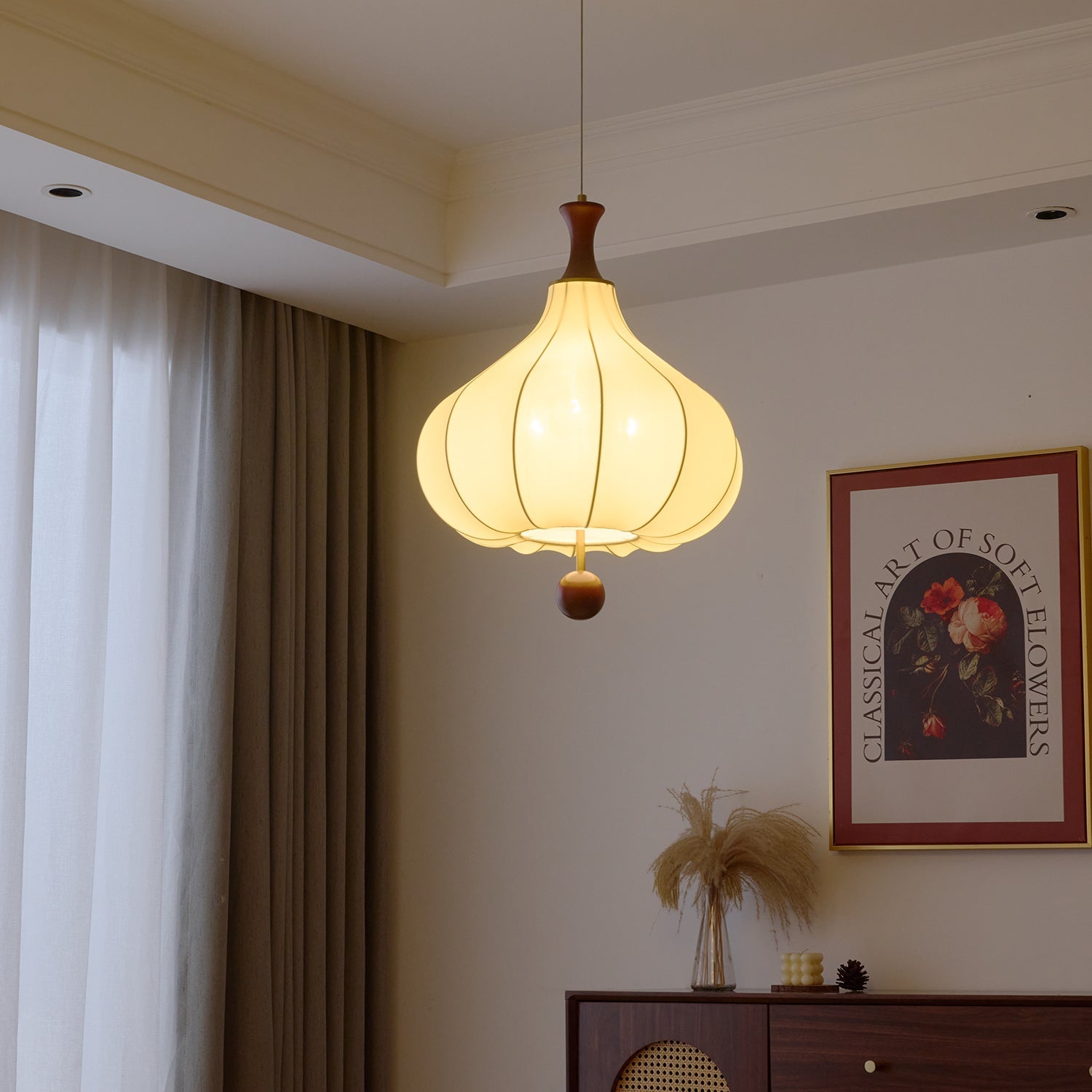 Mymira Traditional Elegance Wood Pendant Light-Neutral Decor
