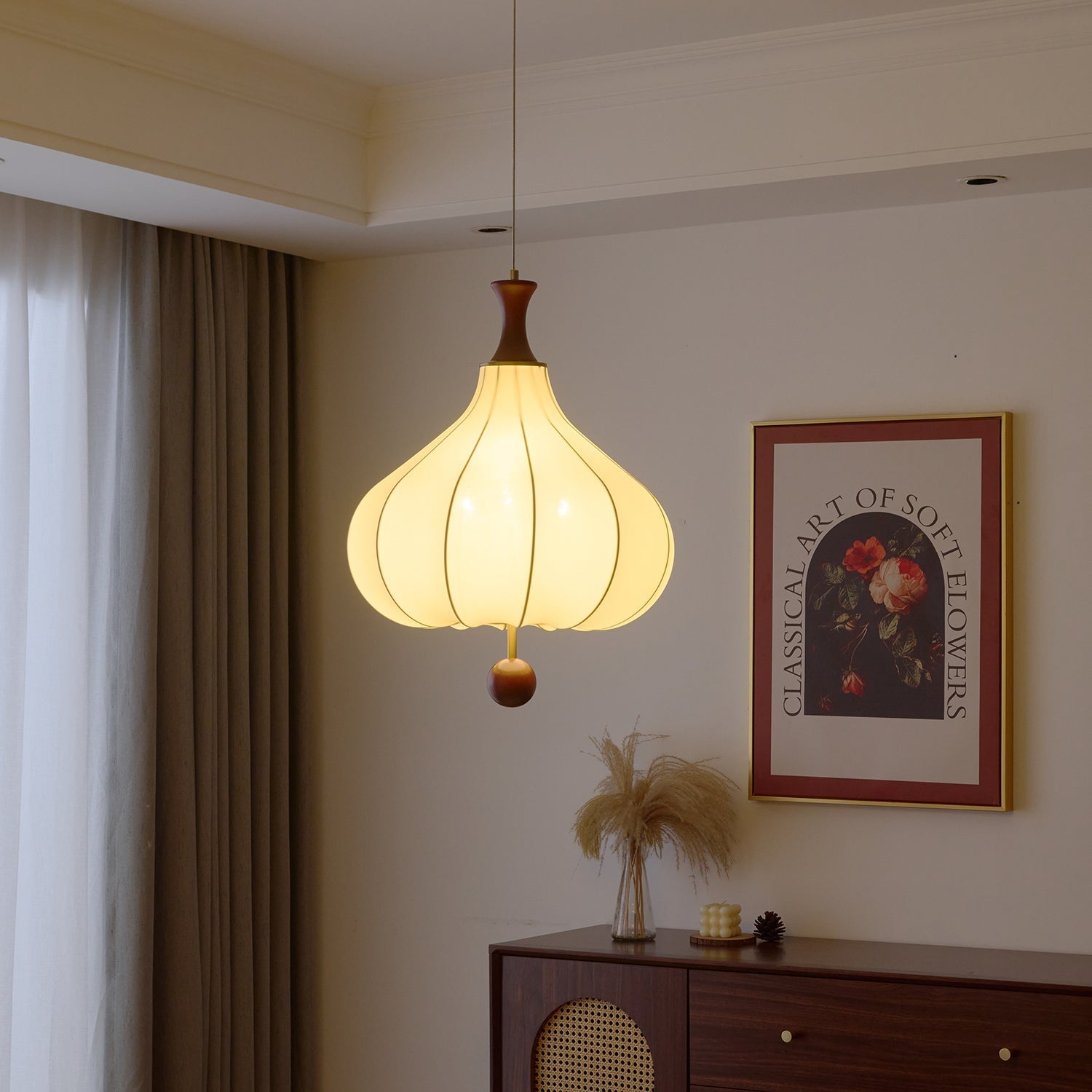 Mymira Traditional Elegance Wood Pendant Light-Neutral Decor