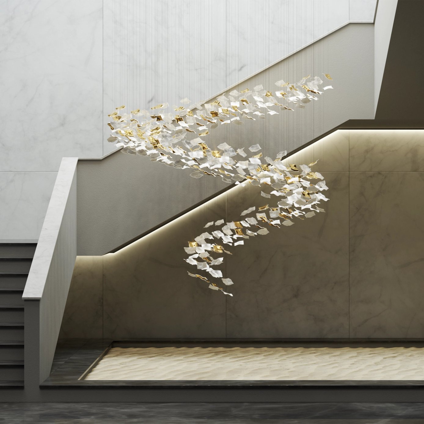 Viliros Glass Spiral Pendant Light-Neutral Decor