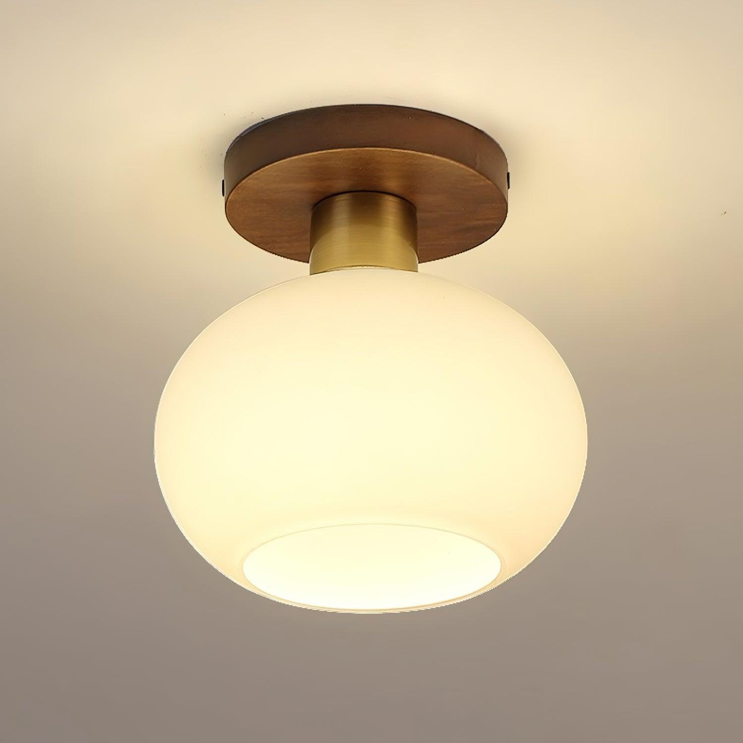 Elorusl Nordic Art White Shell Glass Ceiling Lamp-Neutral Decor