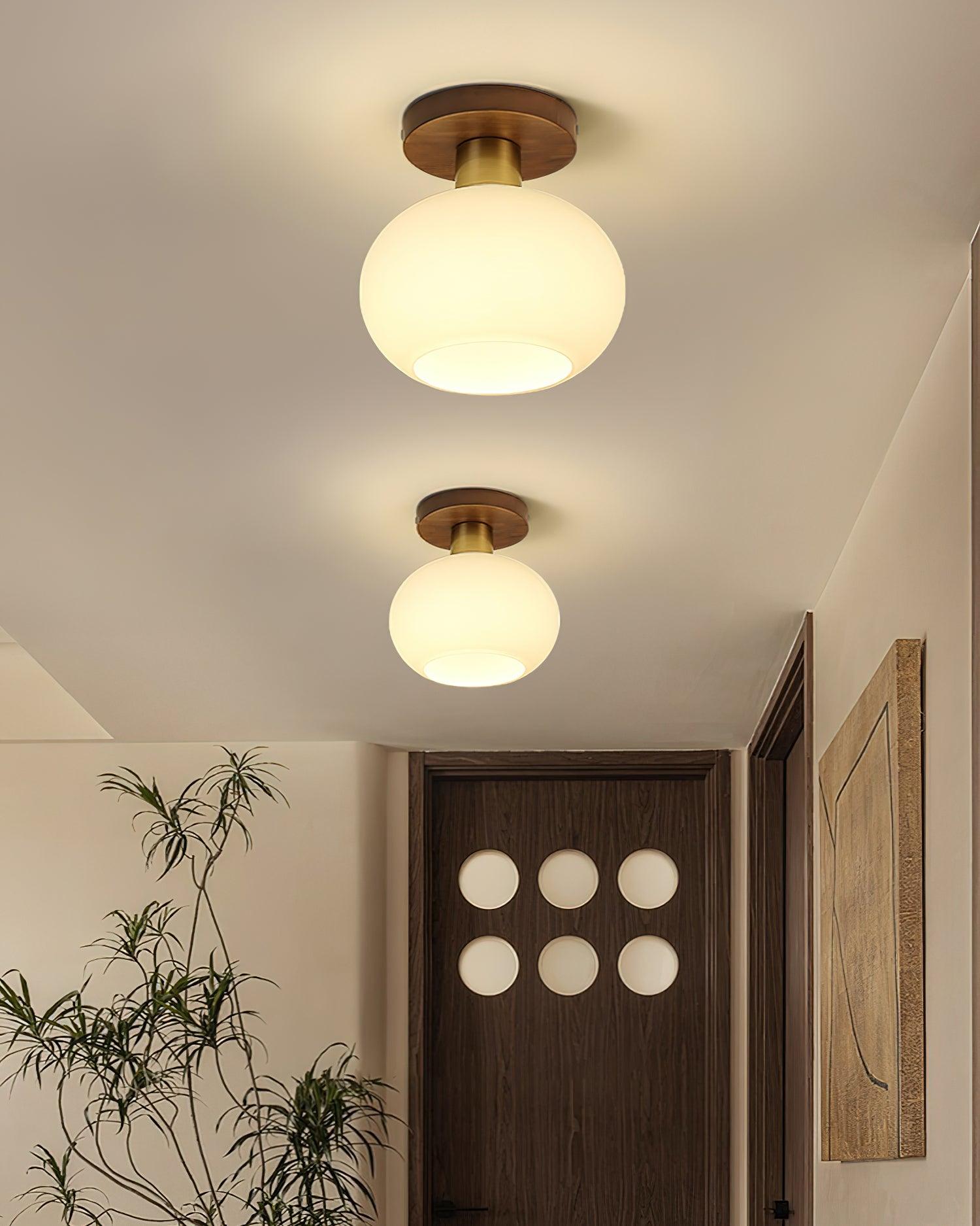 Elorusl Nordic Art White Shell Glass Ceiling Lamp-Neutral Decor