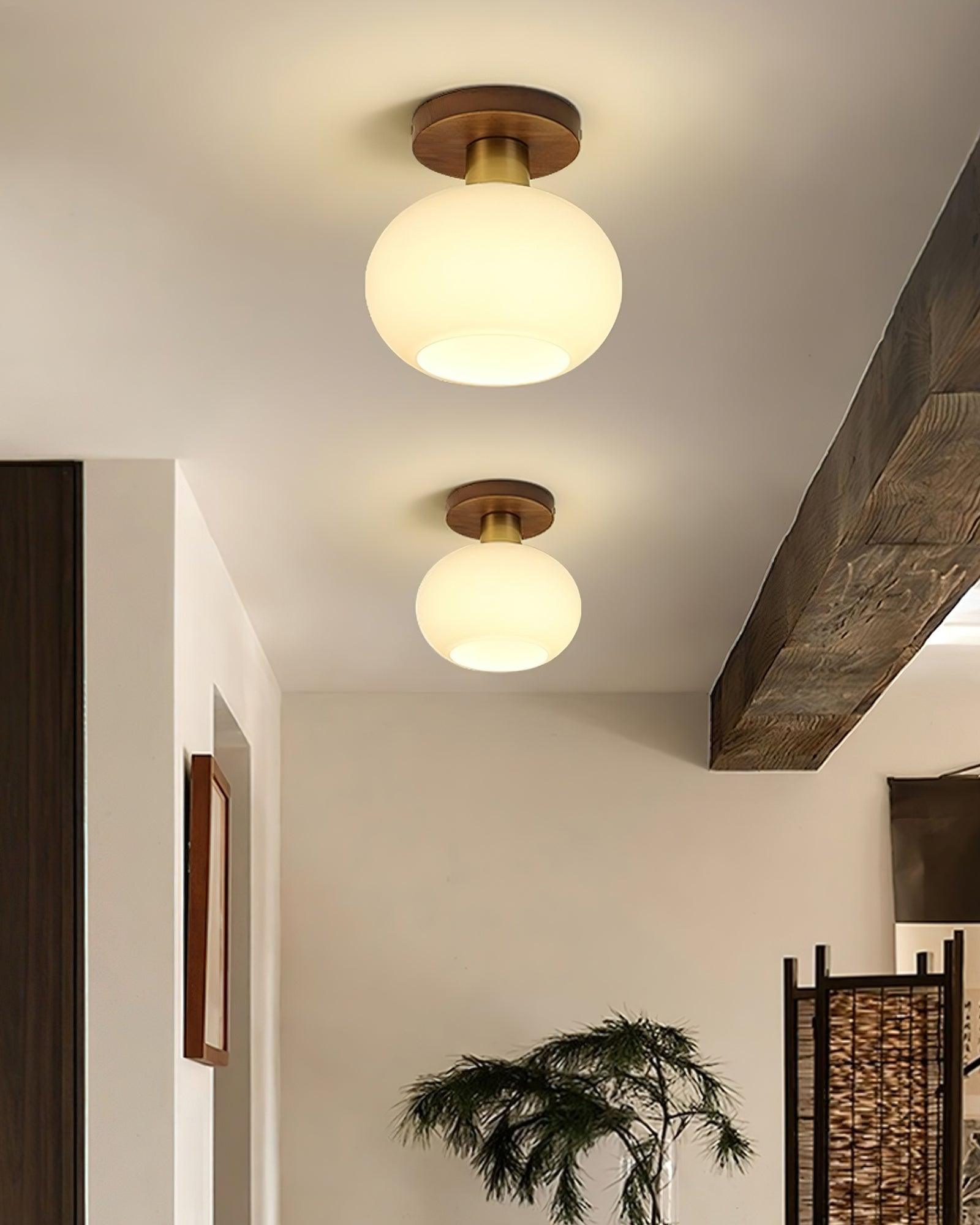 Elorusl Nordic Art White Shell Glass Ceiling Lamp-Neutral Decor