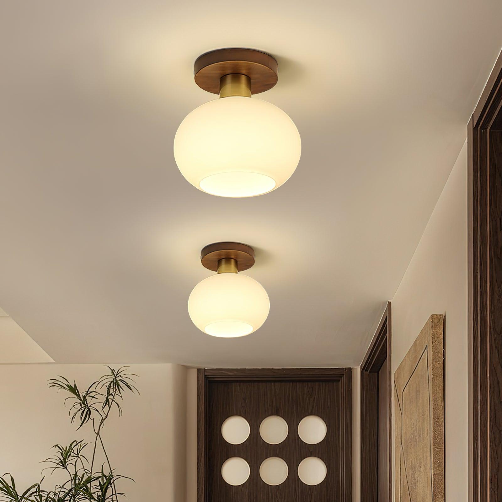 Elorusl Nordic Art White Shell Glass Ceiling Lamp-Neutral Decor
