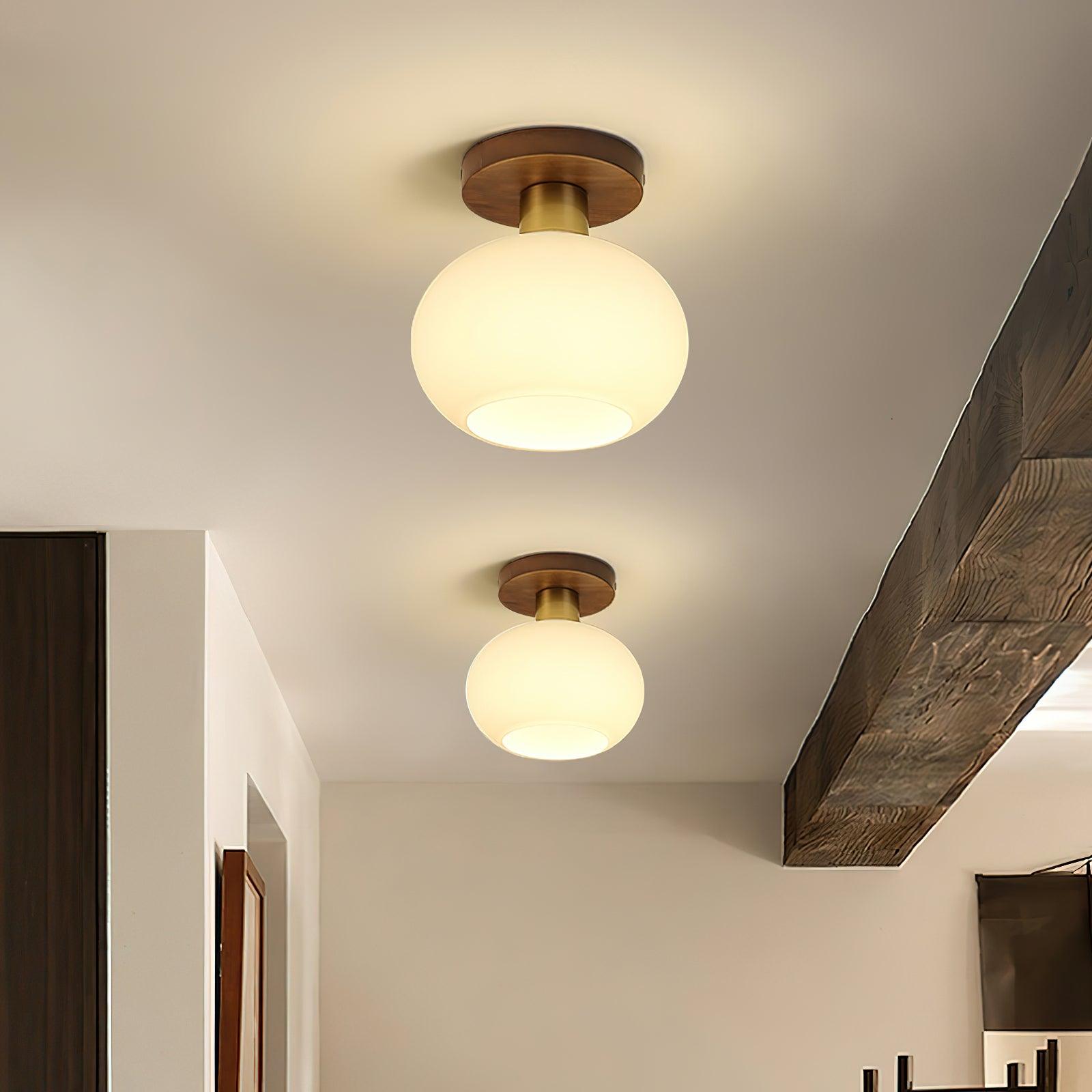 Elorusl Nordic Art White Shell Glass Ceiling Lamp-Neutral Decor