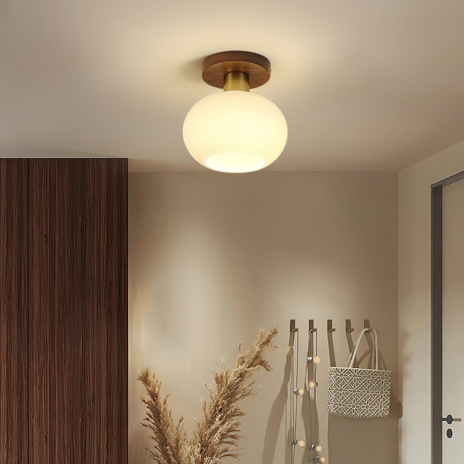 Elorusl Nordic Art White Shell Glass Ceiling Lamp-Neutral Decor