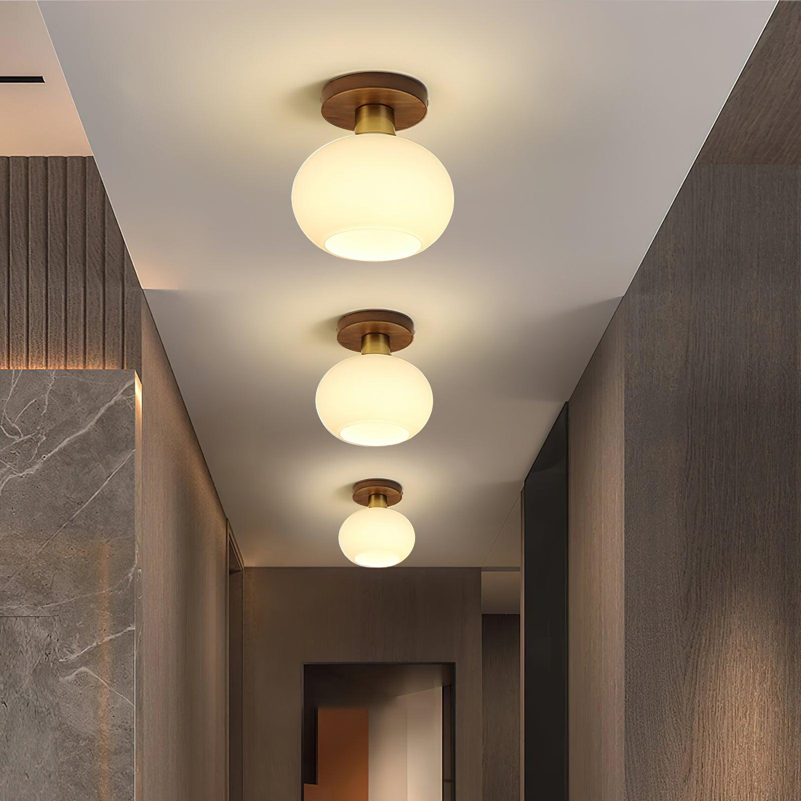 Elorusl Nordic Art White Shell Glass Ceiling Lamp-Neutral Decor