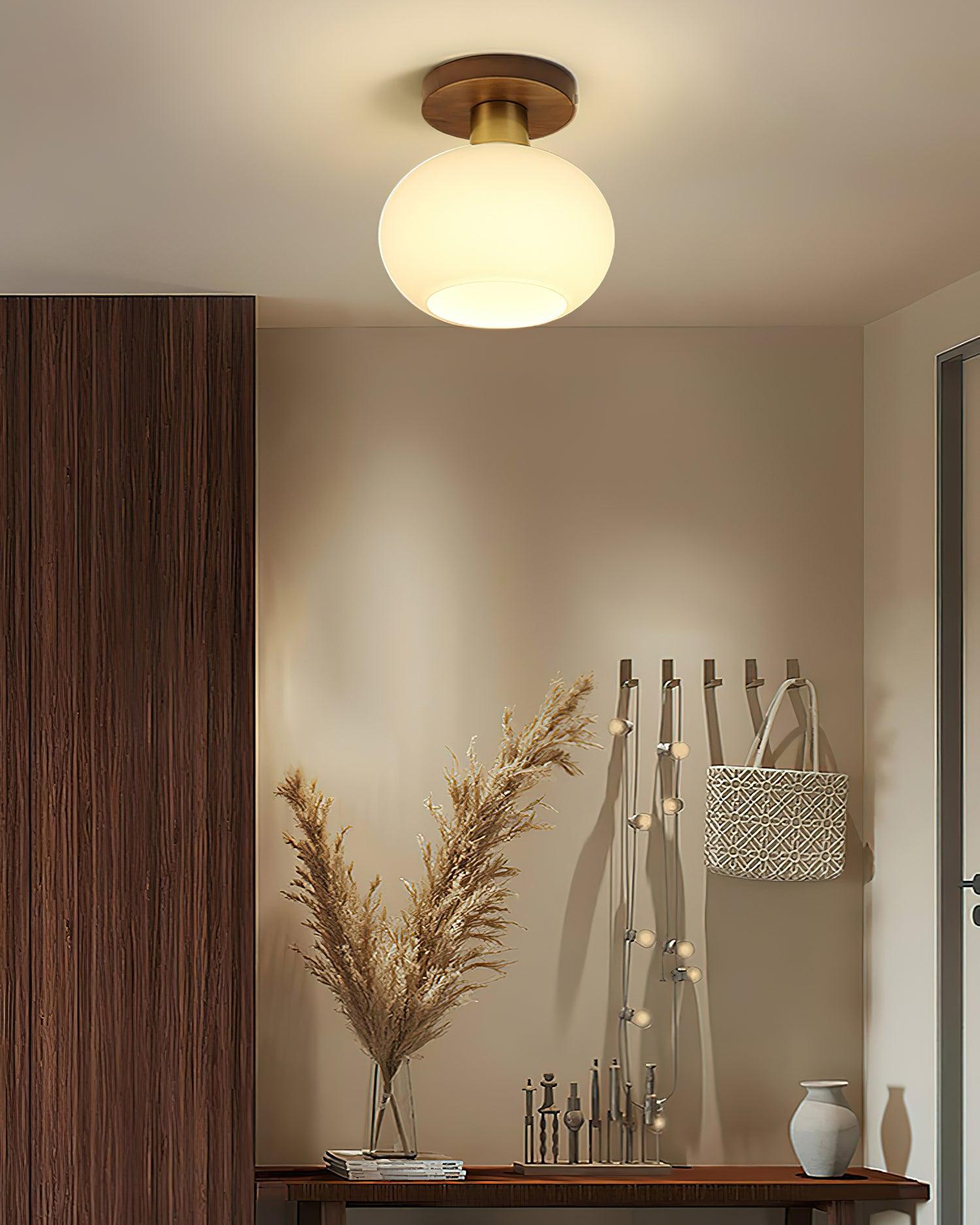 Elorusl Nordic Art White Shell Glass Ceiling Lamp-Neutral Decor