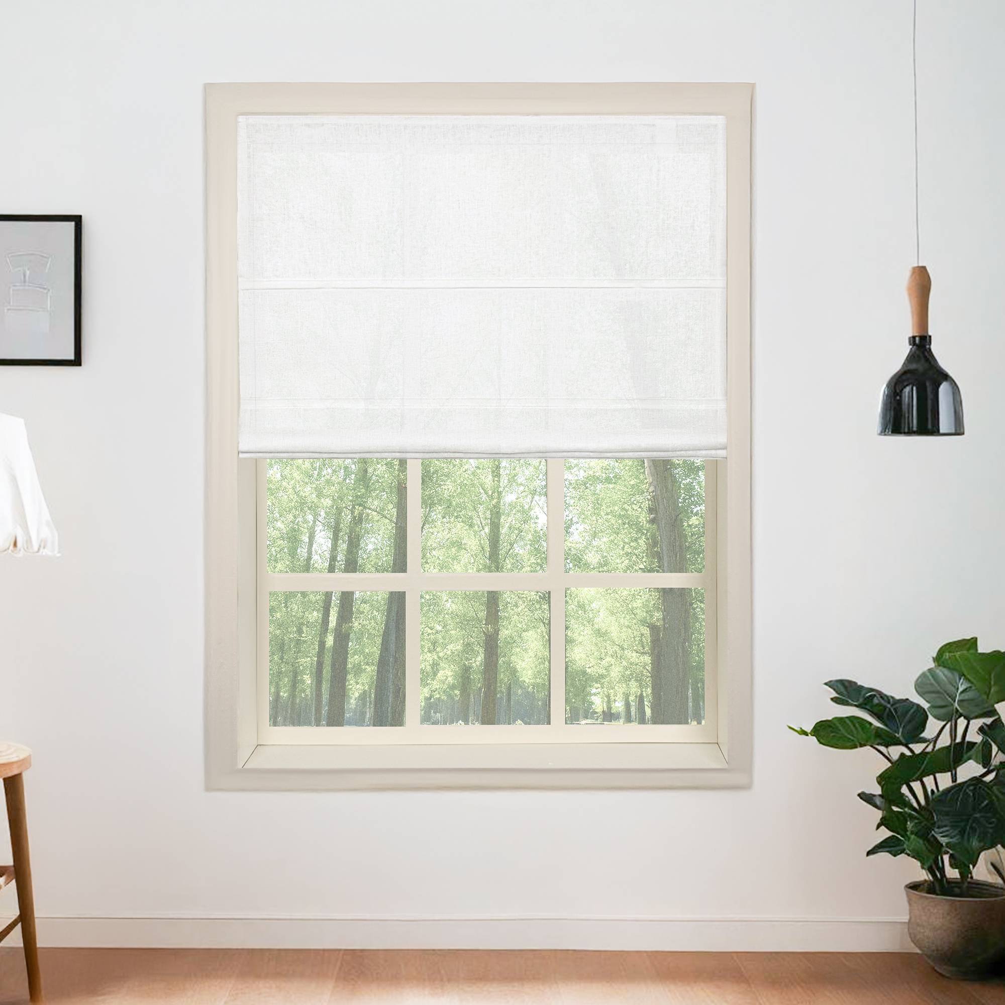 Belgian Flax Linen Roman Shades & Blinds-Neutral Decor
