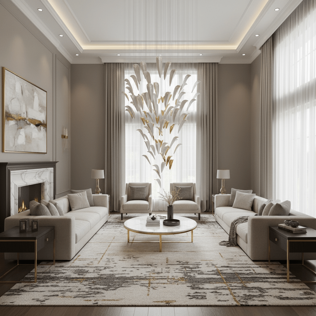 White Feather Art Deco Customize Chandelier-Neutral Decor