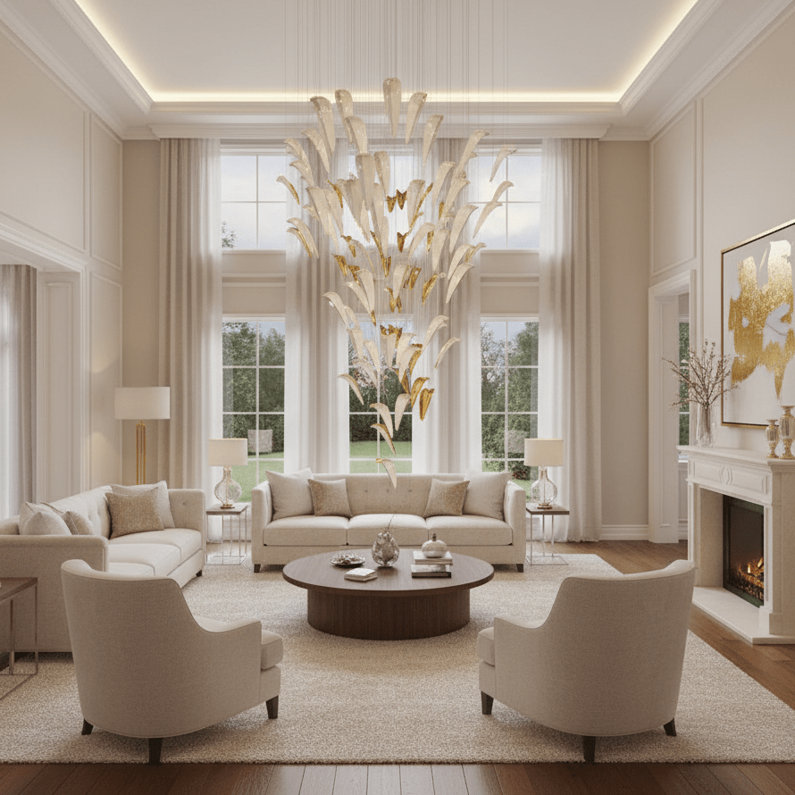 White Feather Art Deco Customize Chandelier-Neutral Decor