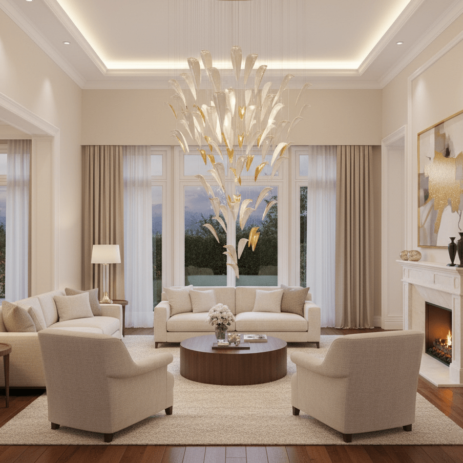 White Feather Art Deco Customize Chandelier-Neutral Decor