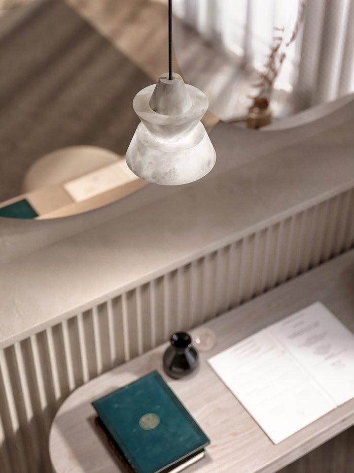 Curineth Minimalist Alabaster Pendant Light-Neutral Decor