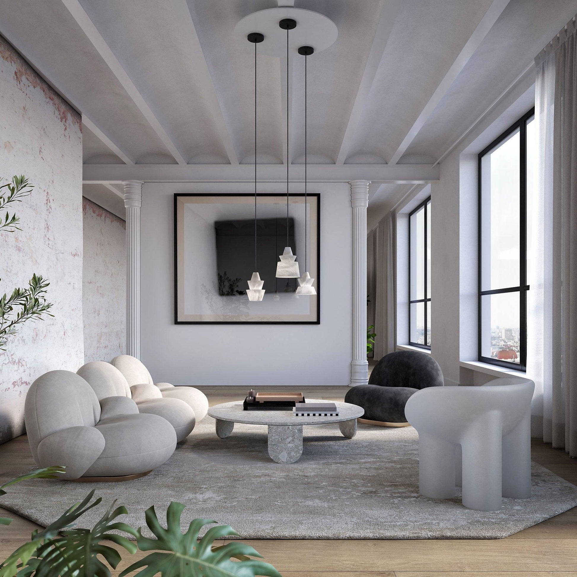 Curineth Minimalist Alabaster Pendant Light-Neutral Decor
