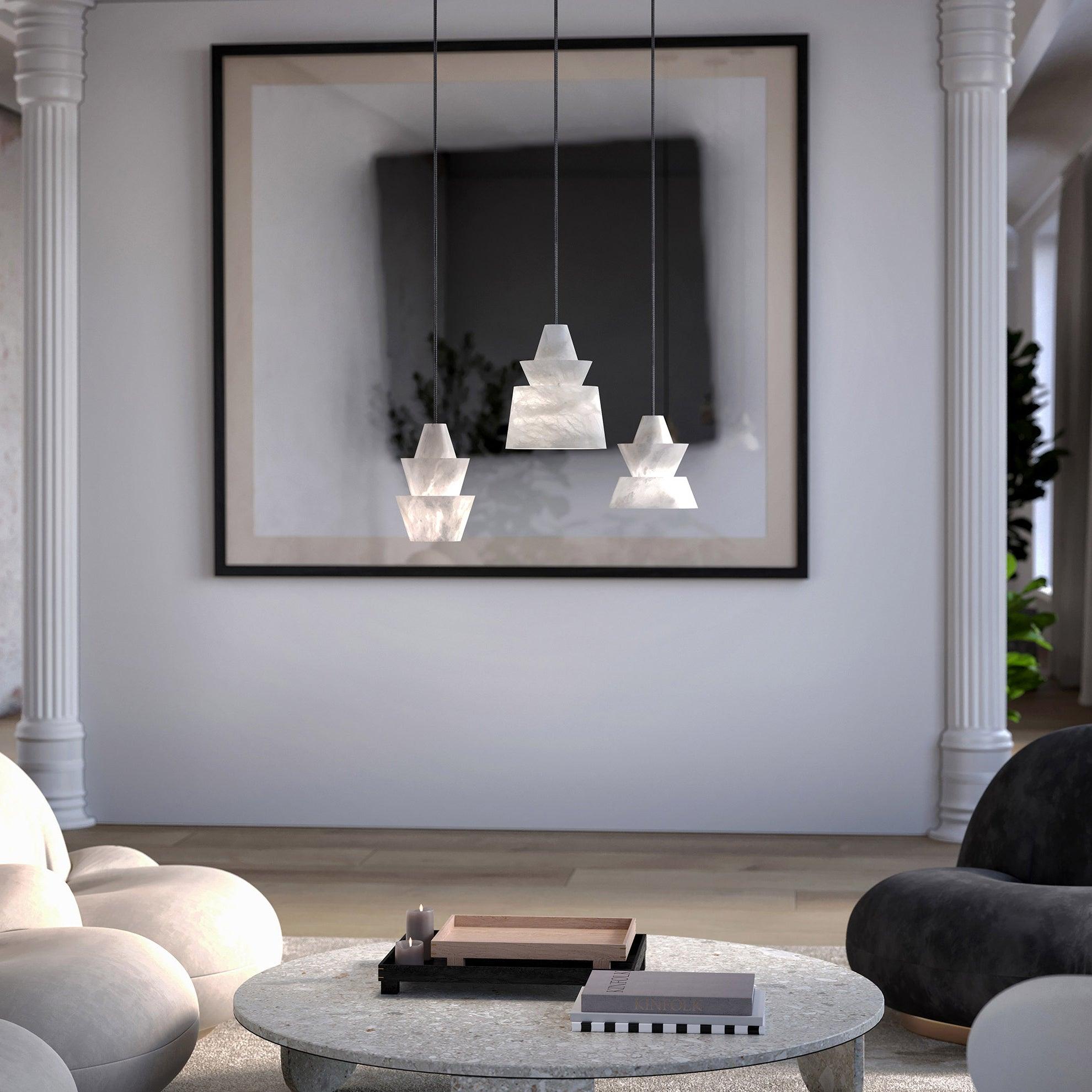 Curineth Minimalist Alabaster Pendant Light-Neutral Decor