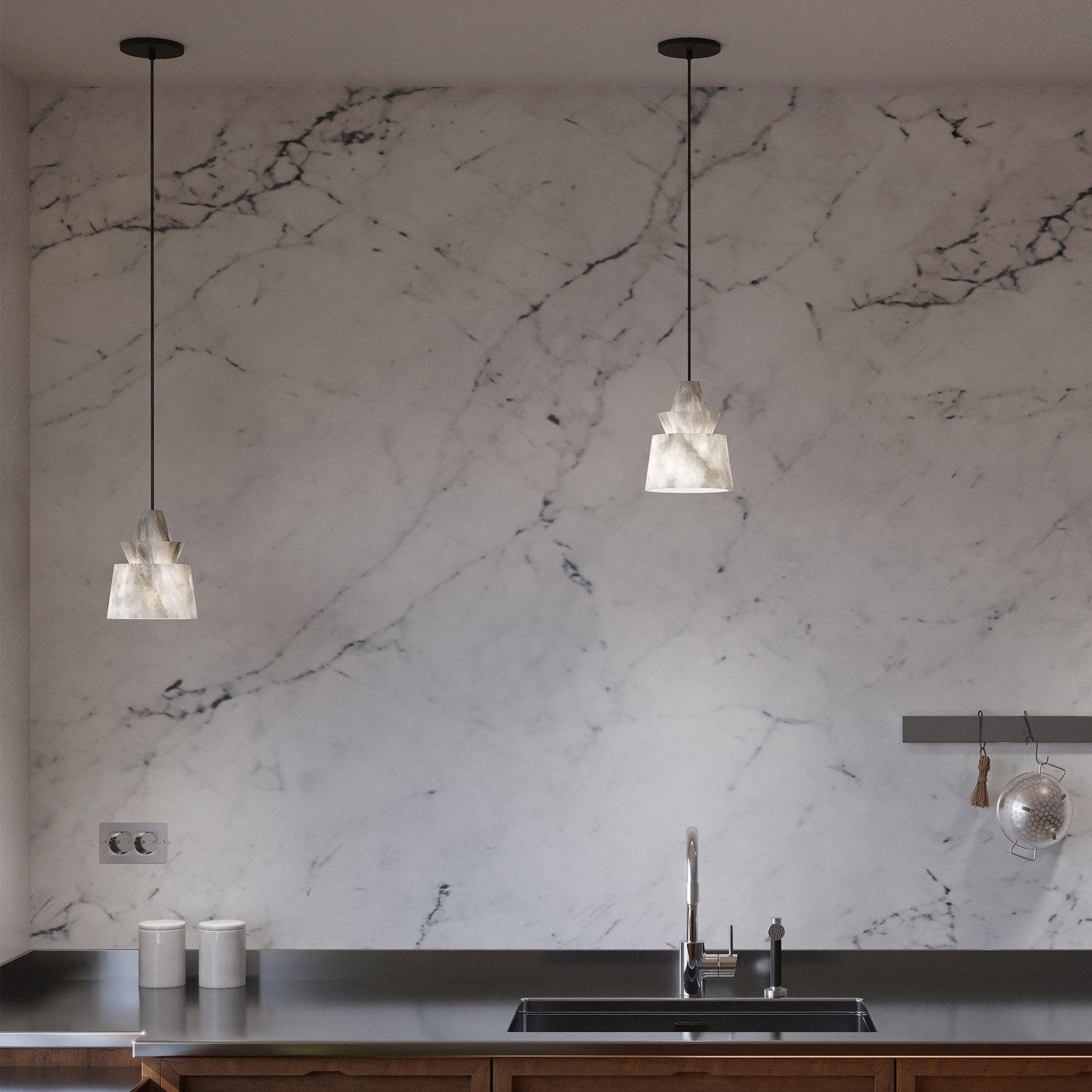 Curineth Minimalist Alabaster Pendant Light-Neutral Decor