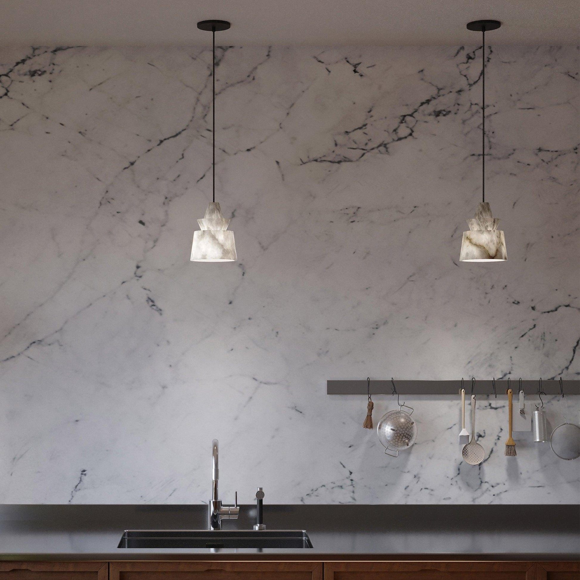 Curineth Minimalist Alabaster Pendant Light-Neutral Decor