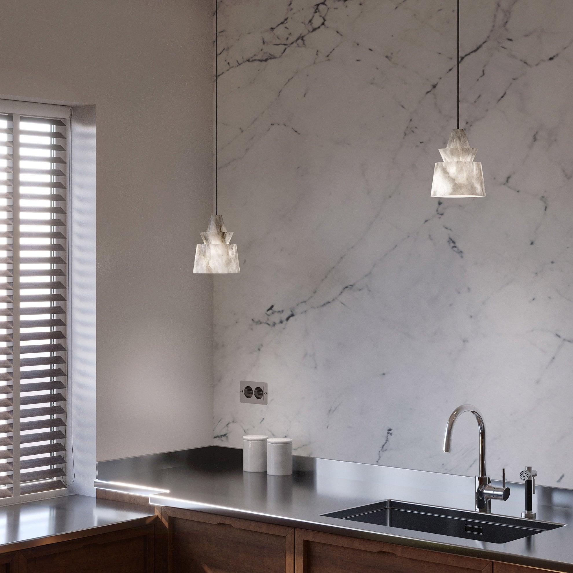 Curineth Minimalist Alabaster Pendant Light-Neutral Decor