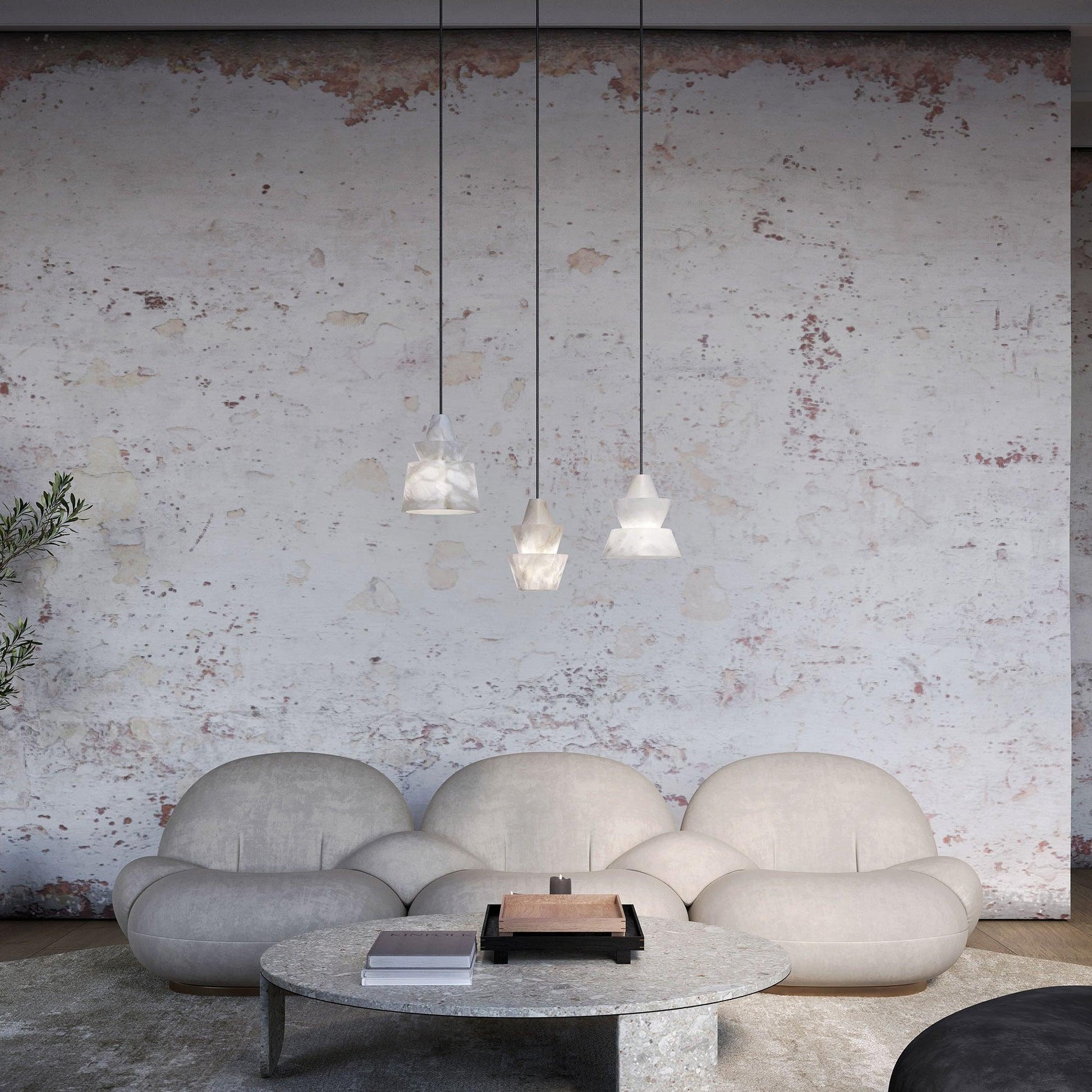 Curineth Minimalist Alabaster Pendant Light-Neutral Decor