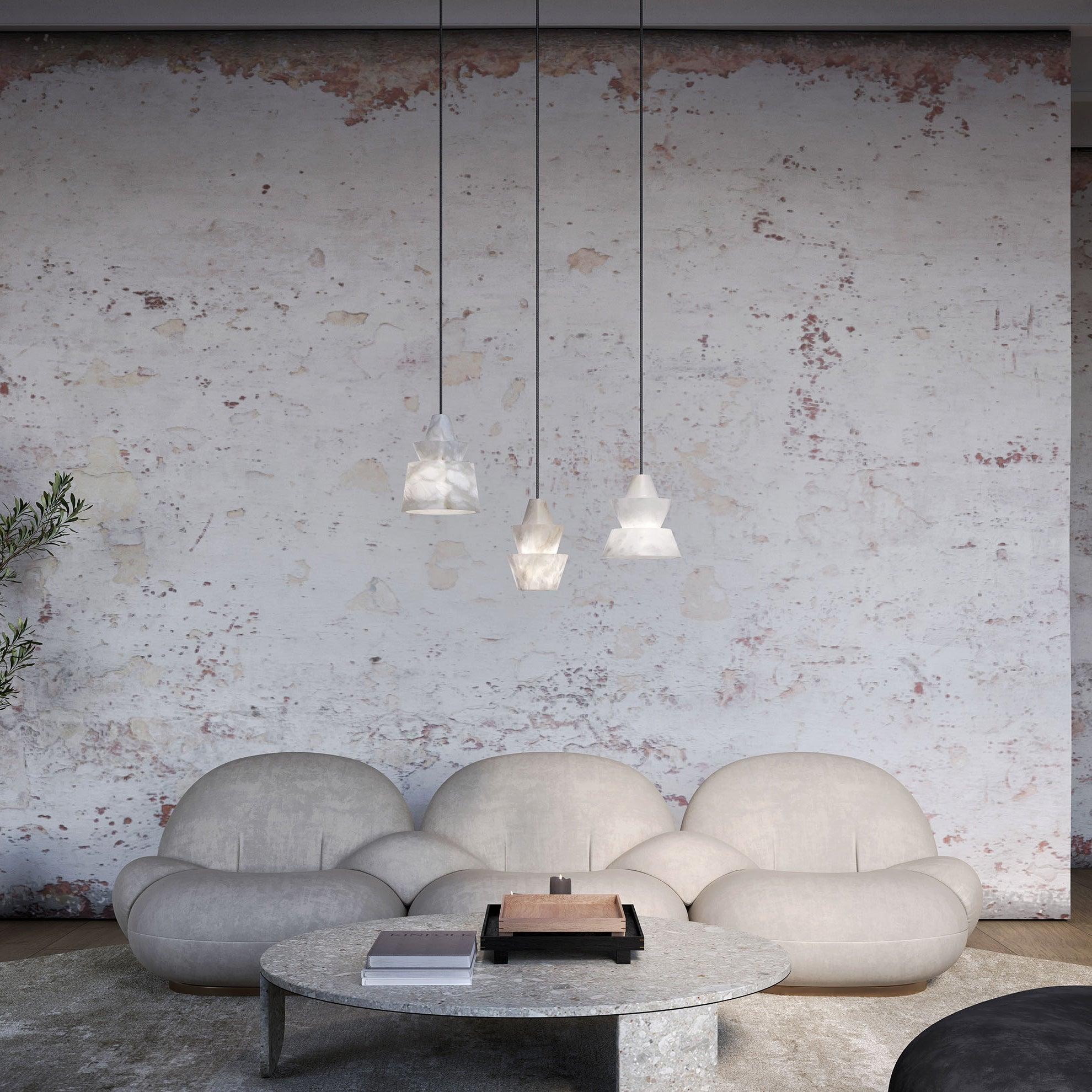 Curineth Minimalist Alabaster Pendant Light-Neutral Decor