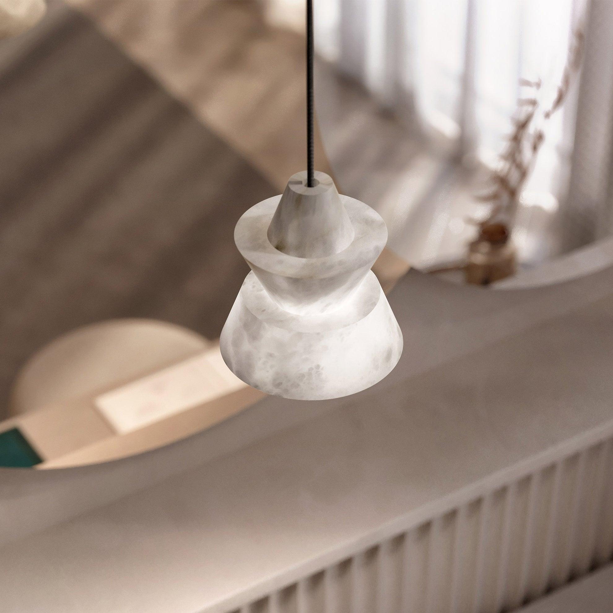 Curineth Minimalist Alabaster Pendant Light-Neutral Decor