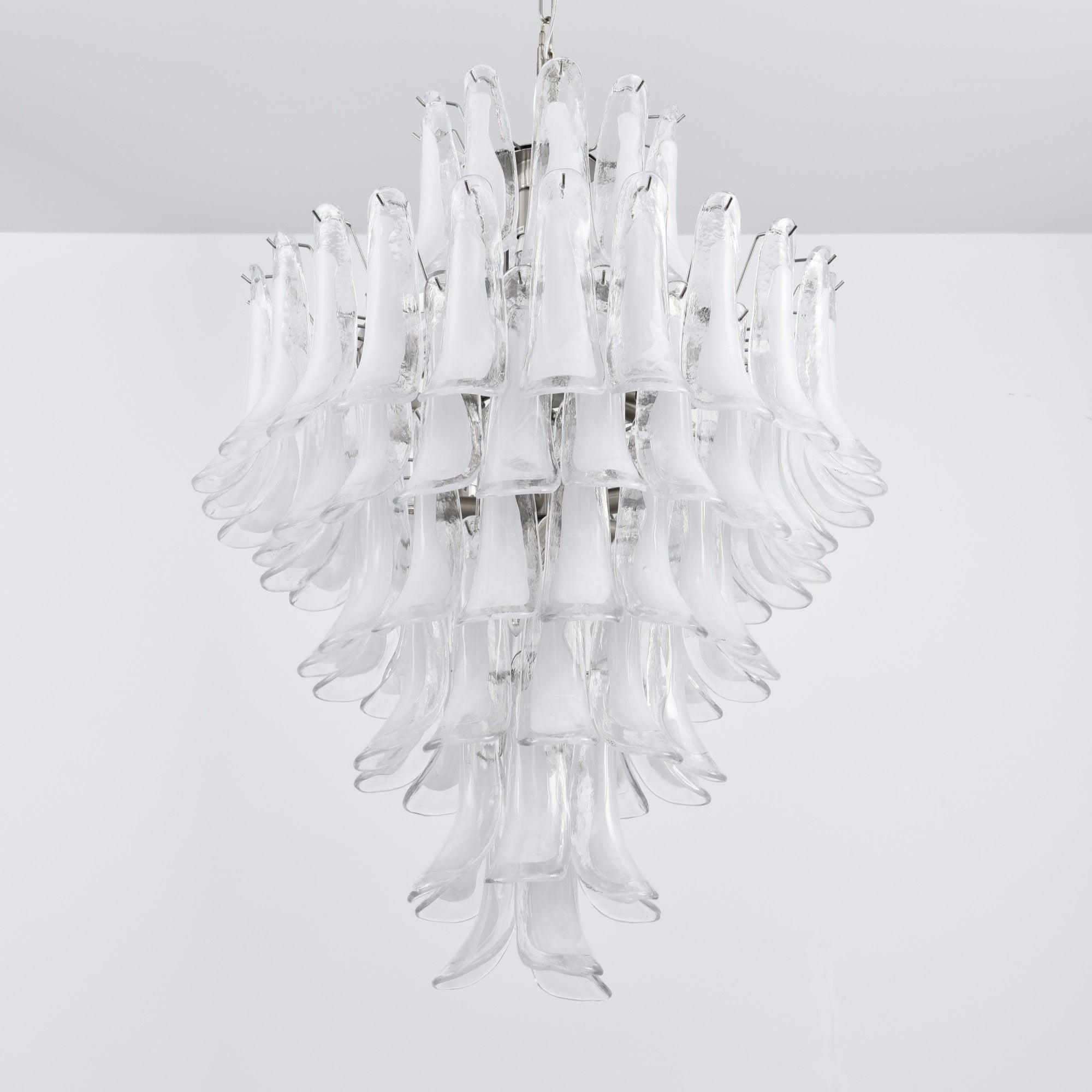 Aurora Chandelier White Cloud Glass Petals-Neutral Decor